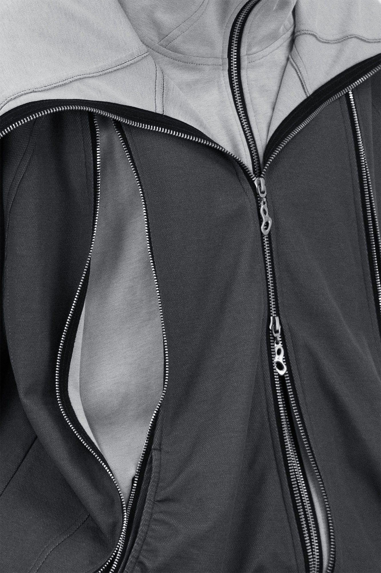 RELABEL Layered Multi-Zip Mask Hood Jacket Gray