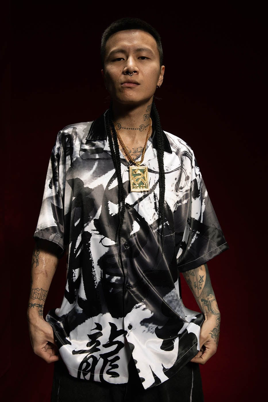 RTVG Dragon Calligraphy Cuban Half Shirt, premium urban and streetwear designers apparel on PROJECTISR.com, RTVG