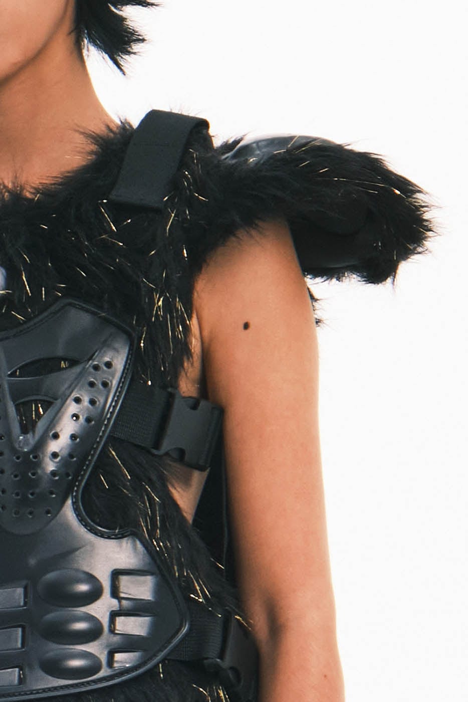EMBRYO Cyber Faux Fur Warrior Vest, premium urban and streetwear designers apparel on PROJECTISR.com, EMBRYO