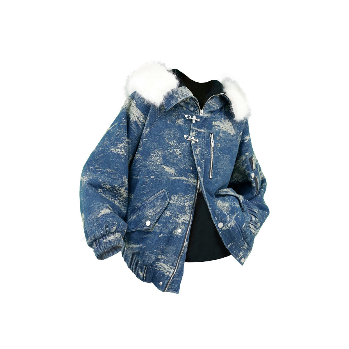 RELABEL Washed Detachable Fleece Collar Hooded N2B Jacket, premium urban and streetwear designers apparel on PROJECTISR.com, RELABEL