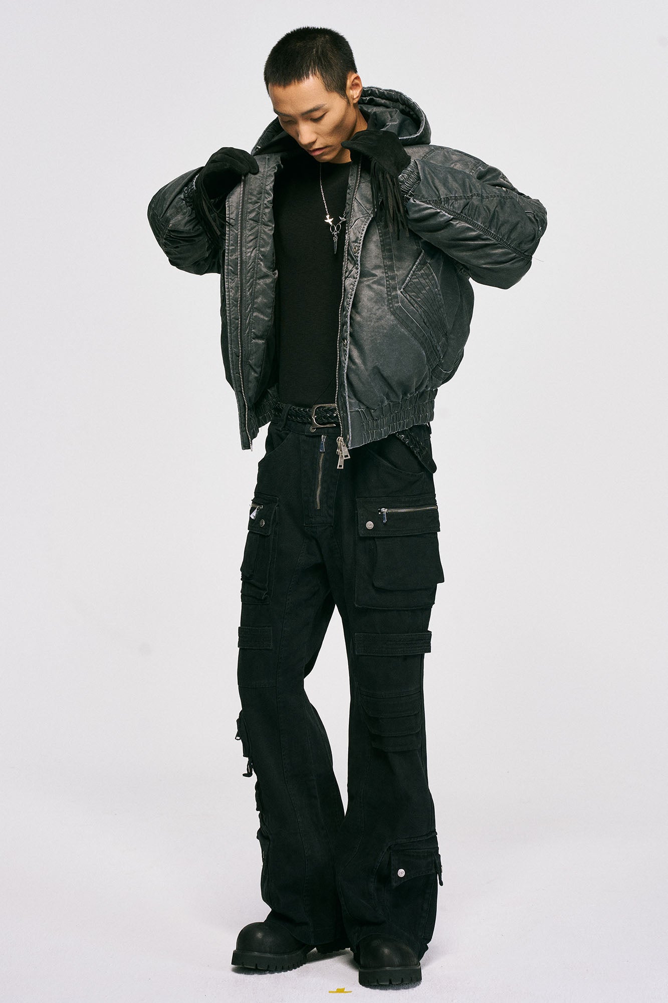 CATSSTAC Washed Nylon Bomber Puffer Jacket