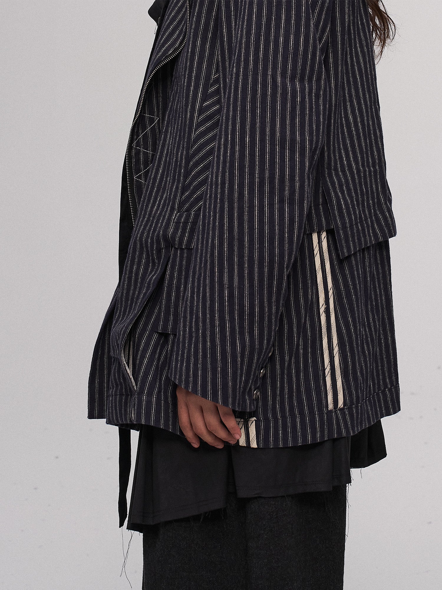 ILNya Nieternite Nifutur Deconstructed Stripe Panel Layered Jacket
