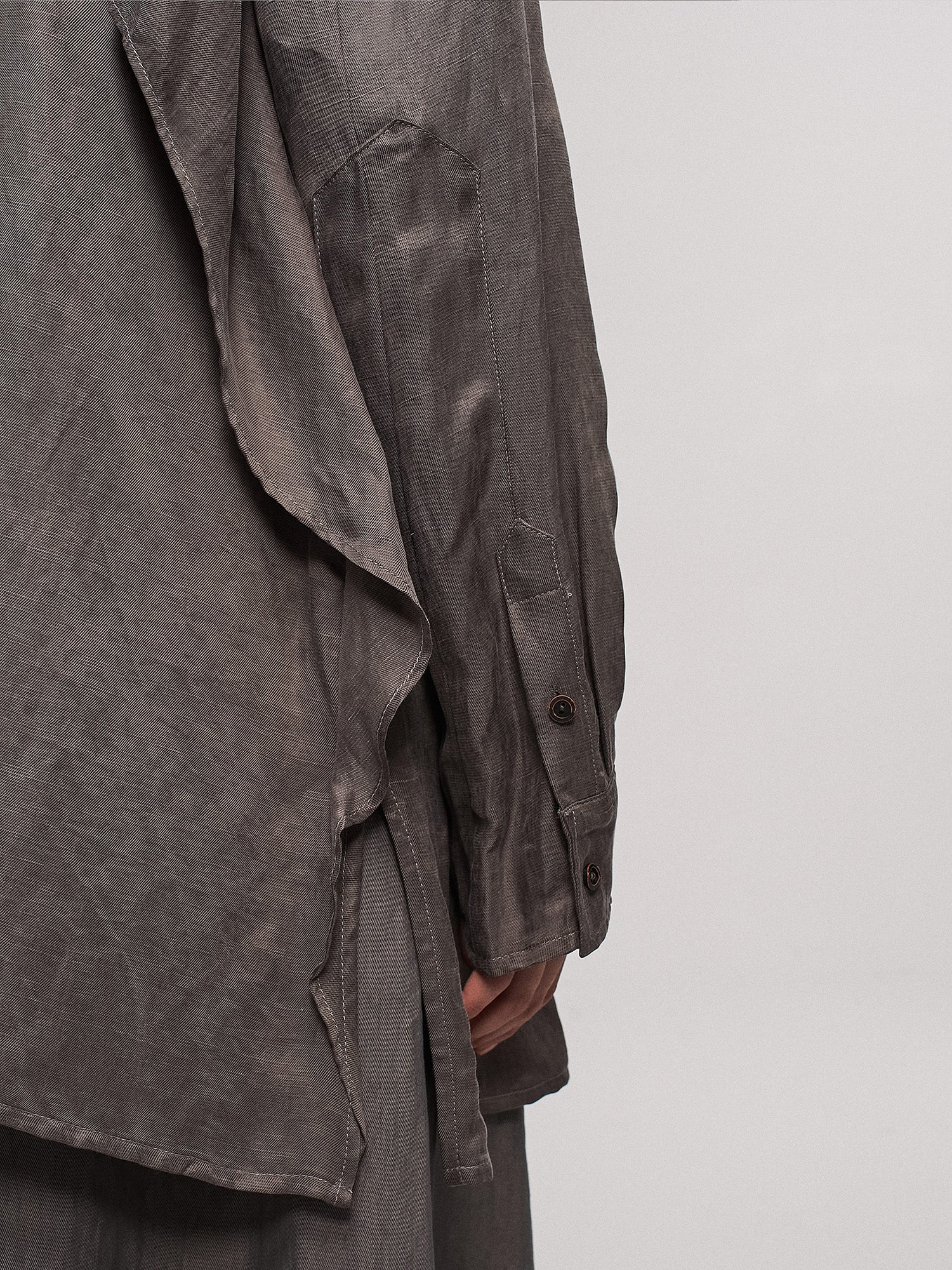 ILNya Nieternite Nifutur Asym Layered Wrap-Collar Shirt Coat Gray