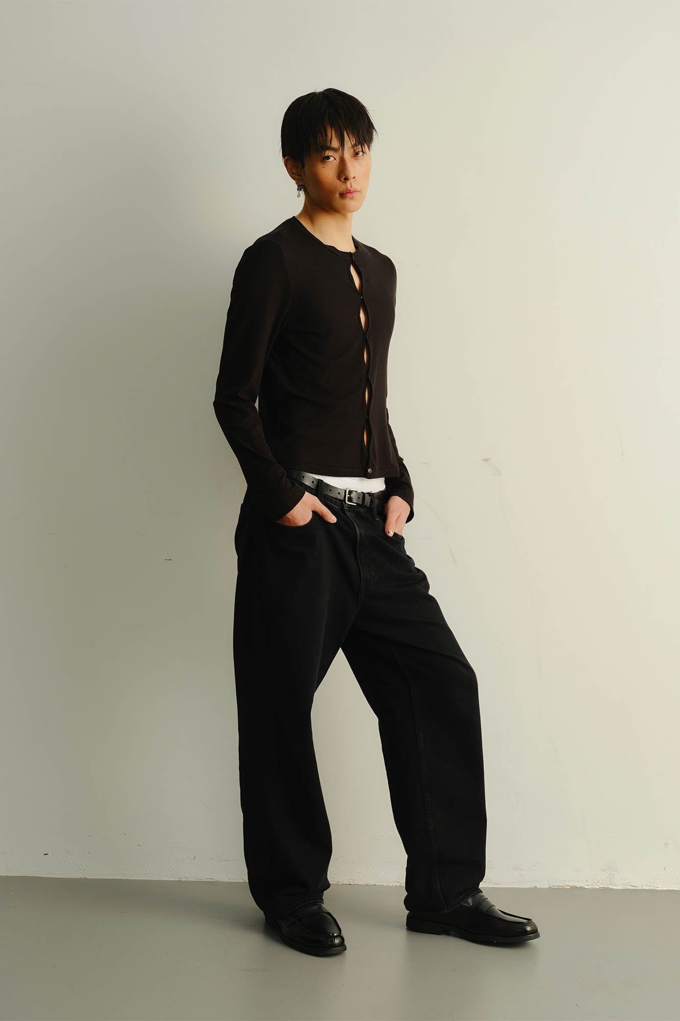 KADAKADA Cut-Out Loop Button Fitted Cardigan