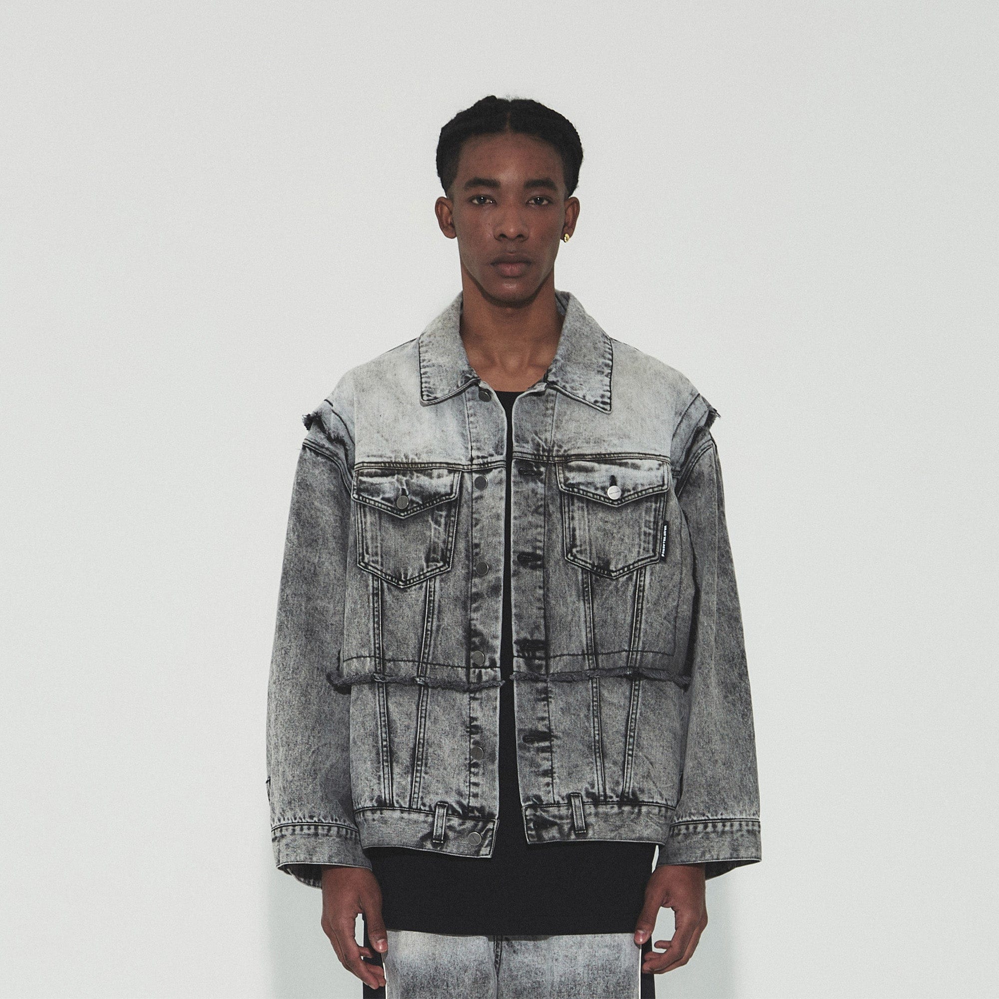 VANN VALRENCE Structural Panel Acid-Washed Oversized Denim Jacket, premium urban and streetwear designers apparel on PROJECTISR.com, VANN VALRENCE