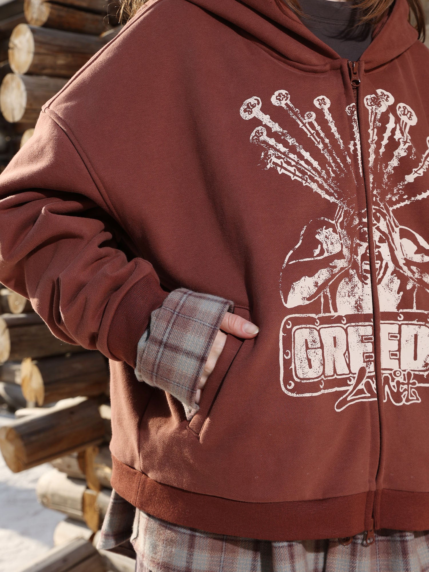 ERROR CODE ROBOT Plaid Faux-Layered Hooded Jacket, premium urban and streetwear designers apparel on PROJECTISR.com, ERROR CODE ROBOT