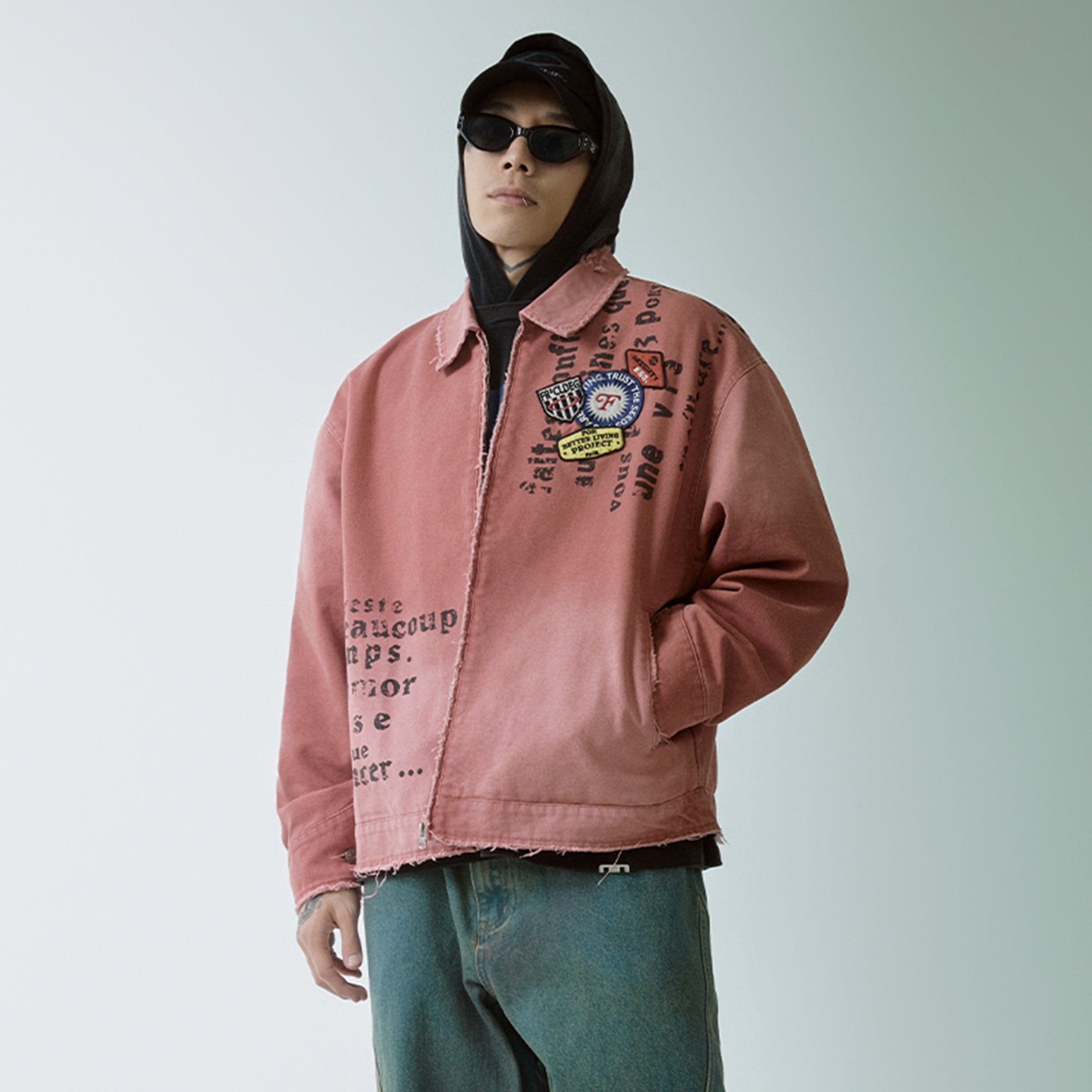 F2CE Distressed Badge Patchwork Jacket, premium urban and streetwear designers apparel on PROJECTISR.com, F2CE