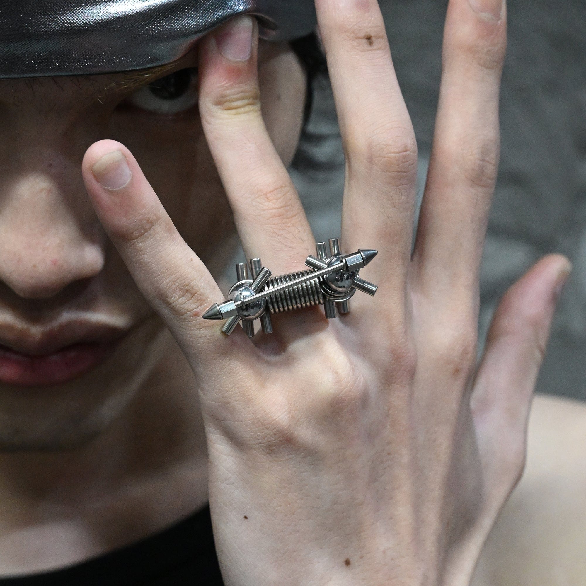 ILLUSORY Ex Machina Adjustable Rivet Ring, premium urban and streetwear designers apparel on PROJECTISR.com, ILLUSORY