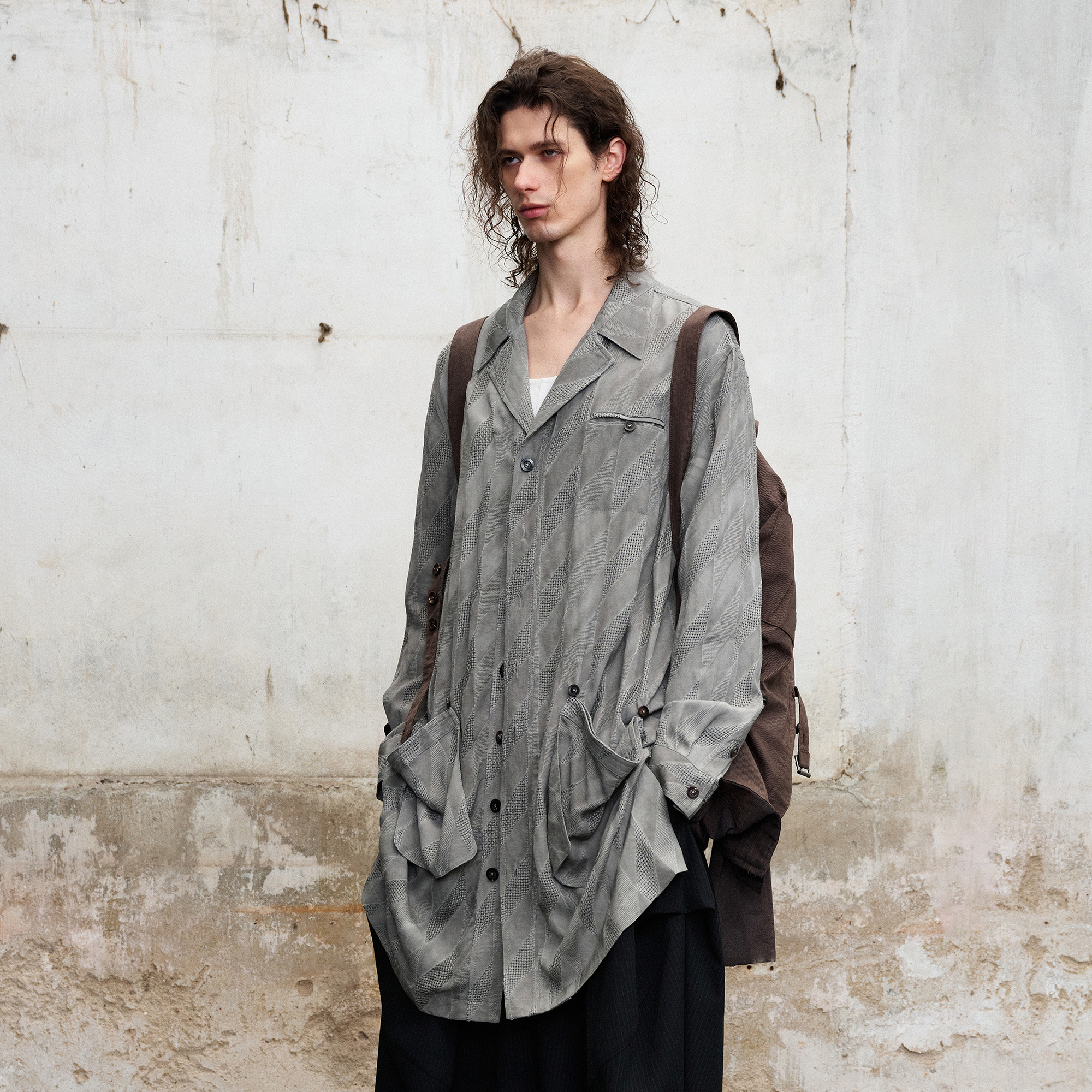 ILNya Nieternite Nifutur Dirty-Dye Jacquard Longline Shirt