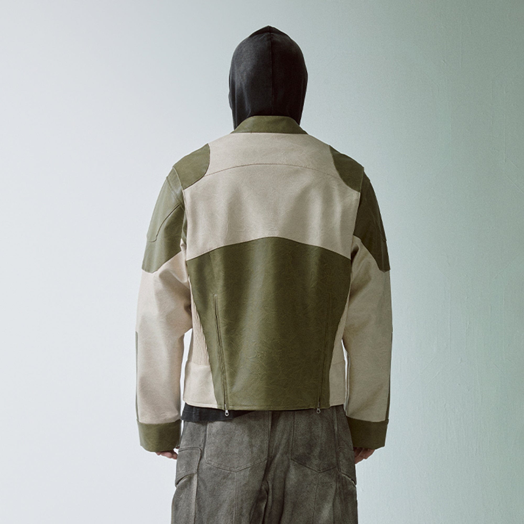 F2CE Modern Deconstructed Faux Leather Biker Jacket, premium urban and streetwear designers apparel on PROJECTISR.com, F2CE