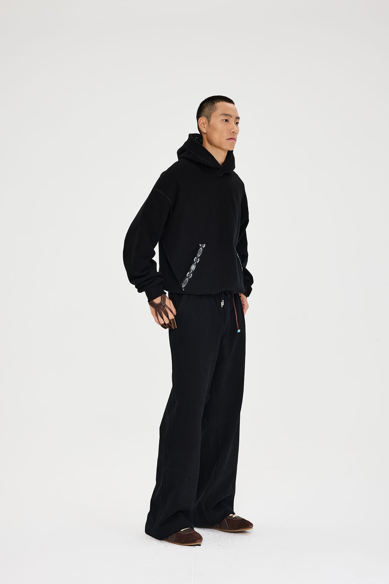 CATSSTAC Totem-Trimmed Kangaroo Pocket Hoodie, premium urban and streetwear designers apparel on PROJECTISR.com, CATSSTAC