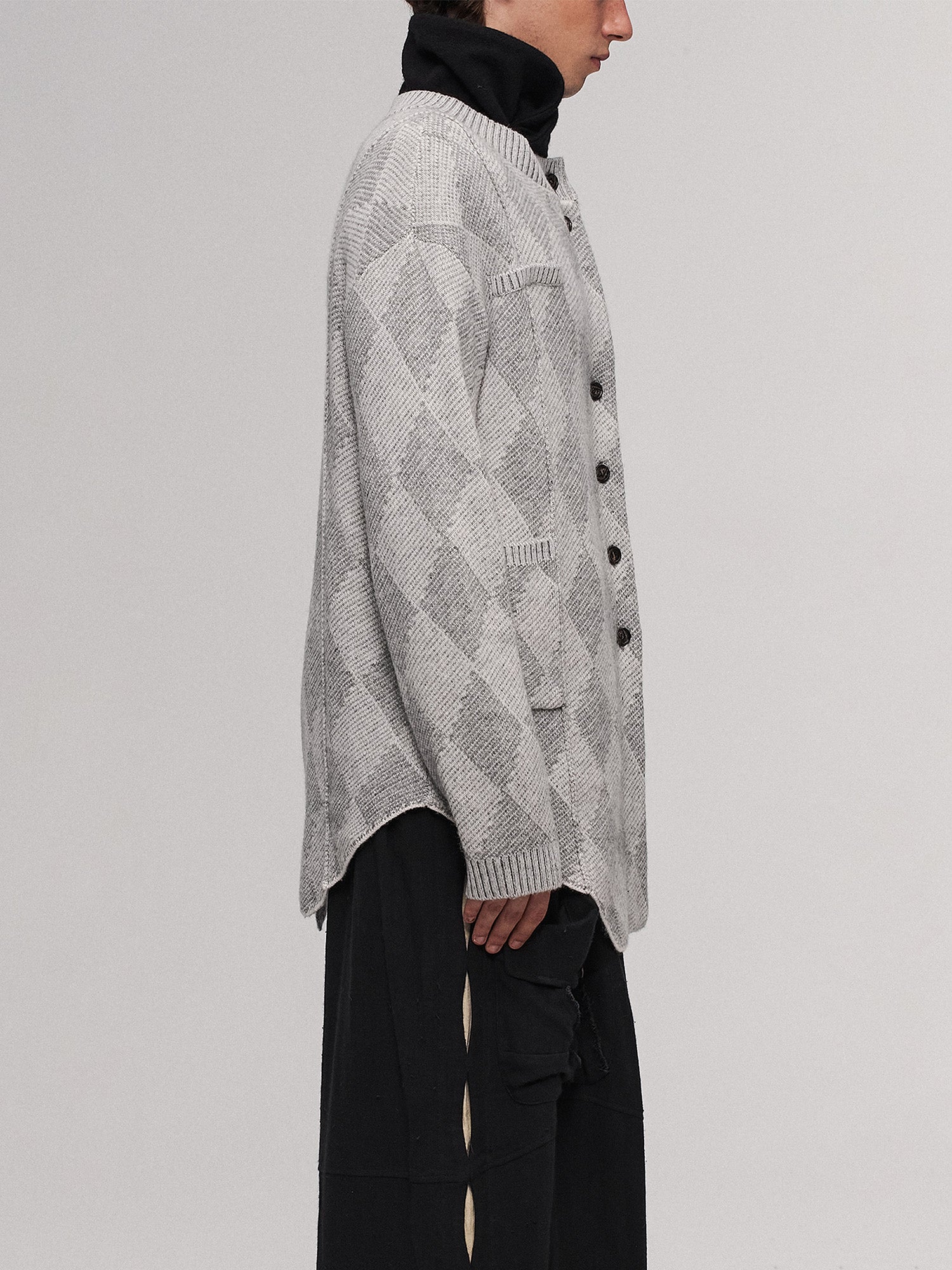 ILNya Nieternite Nifutur Wool-Blend Argyle Jacquard Cardigan Gray