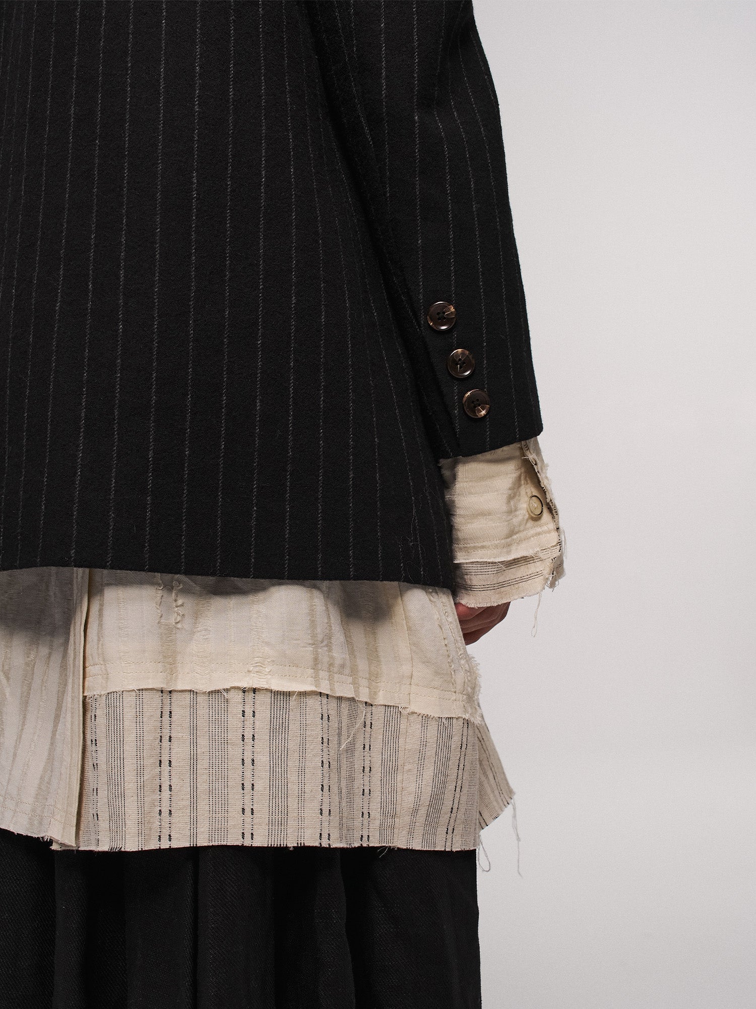 ILNya Nieternite Nifutur Asym Pinstripe Draped Flap Wool Blazer