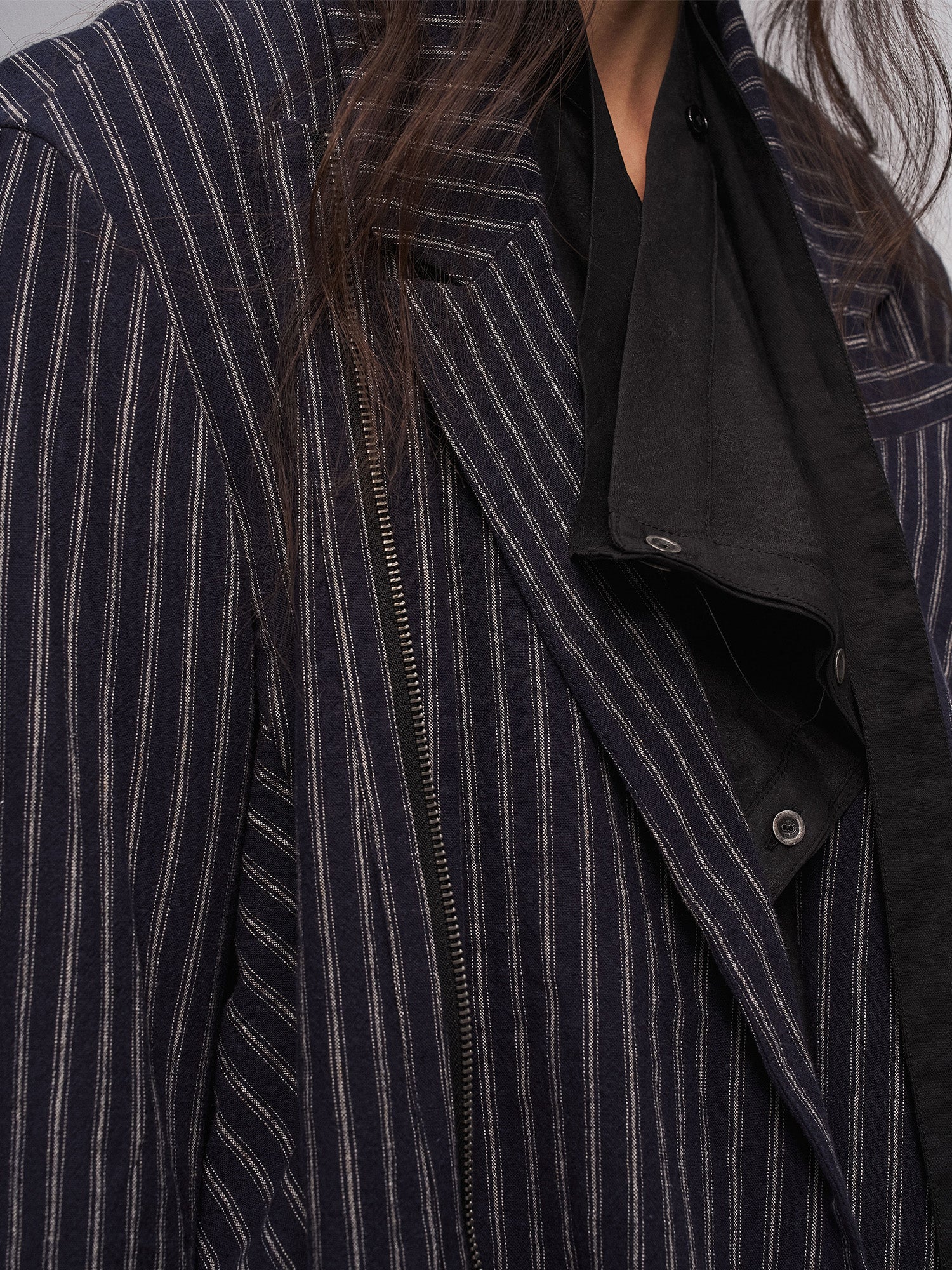 ILNya Nieternite Nifutur Deconstructed Stripe Panel Layered Jacket