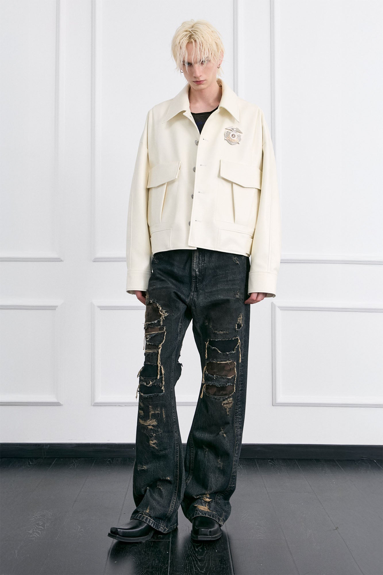 FACEONLAB Badge PU Utility Jacket
