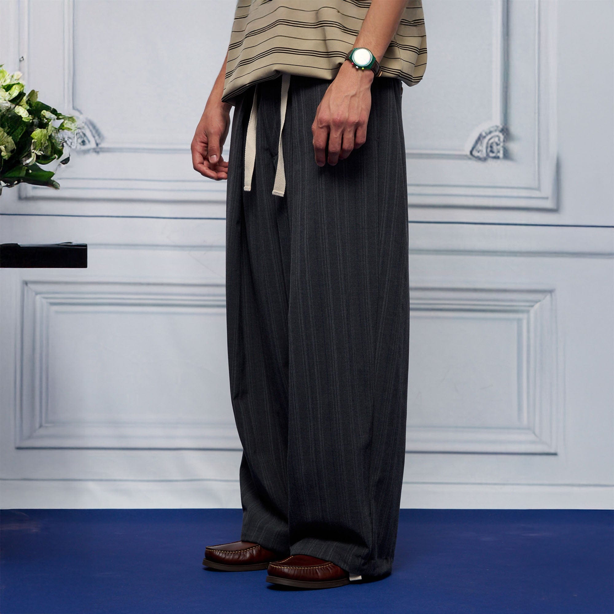 UNLIMITED MOTE Pleated Drawstring Wide-Leg Pants, premium urban and streetwear designers apparel on PROJECTISR.com, UNLIMITED MOTE
