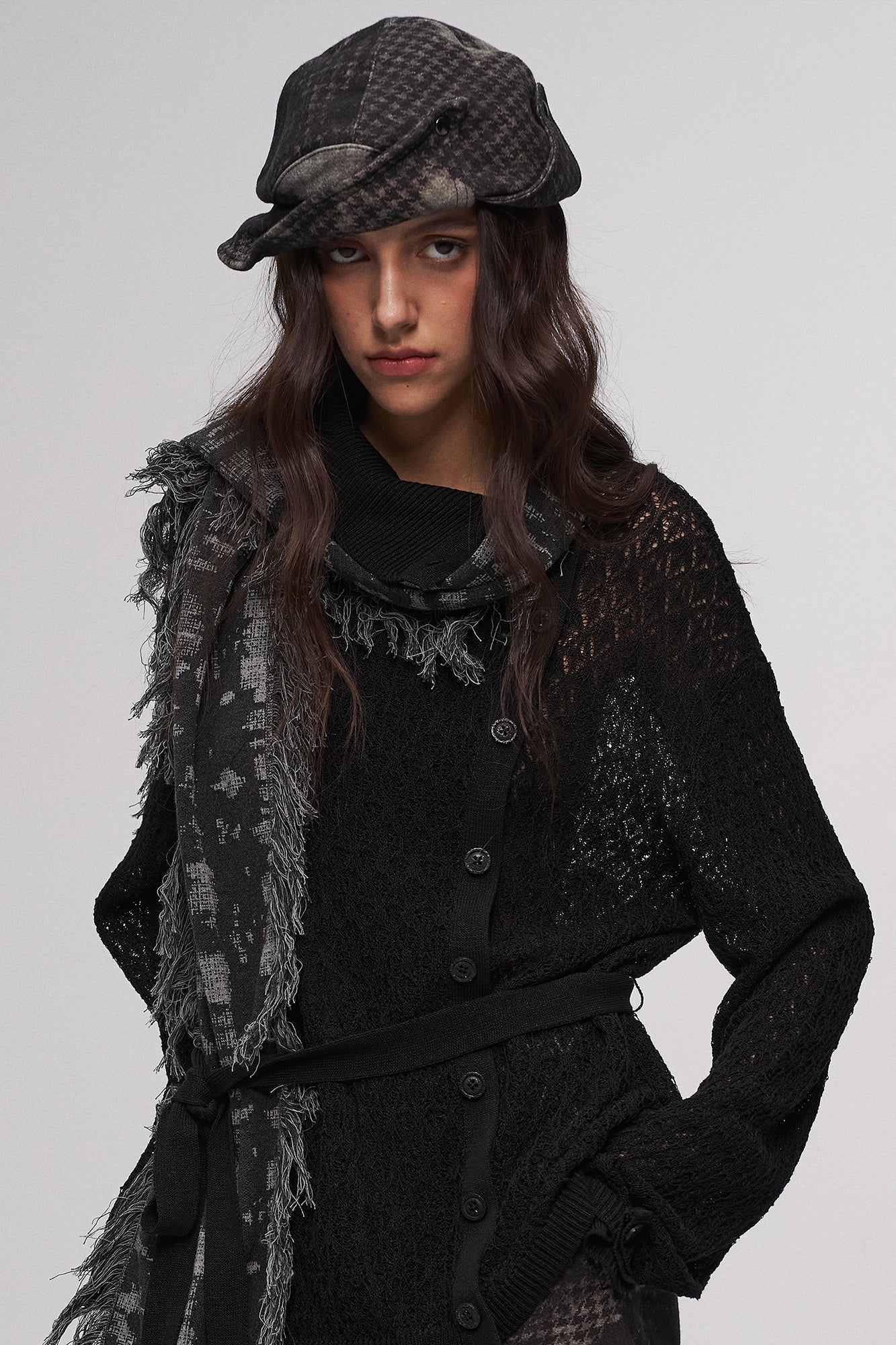 ILNya Nieternite Nifutur Deconstructed Houndstooth Newsboy Cap