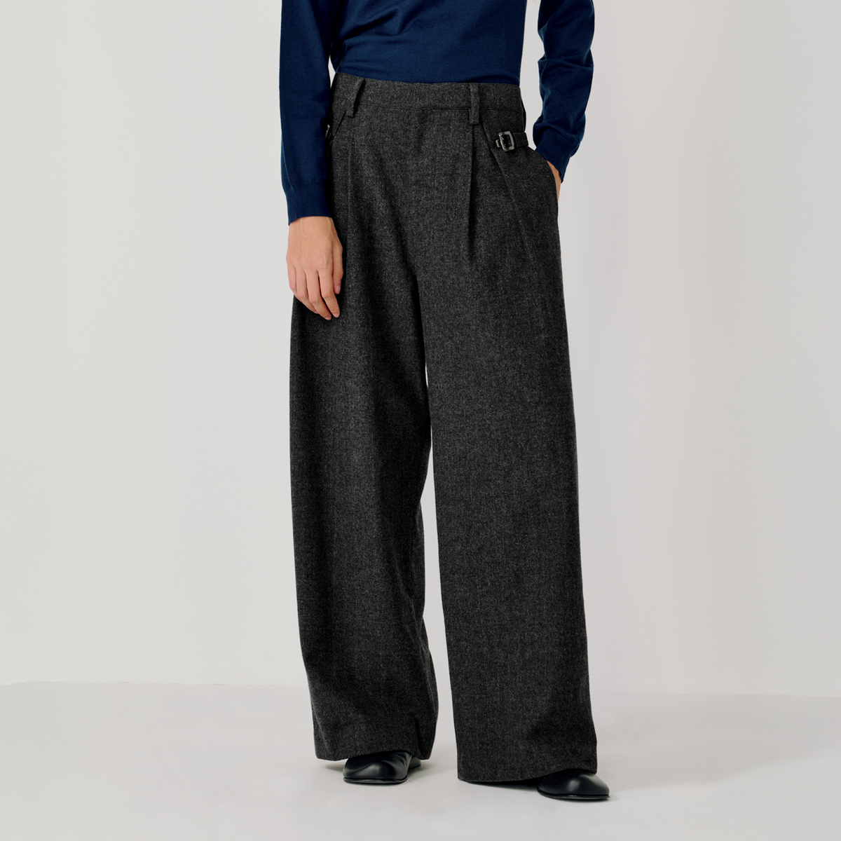 パンツ glamb Unplugged Herringbone Wool Pants OPICLOTH Herringbone Pleated Wool-Blend Trousers
