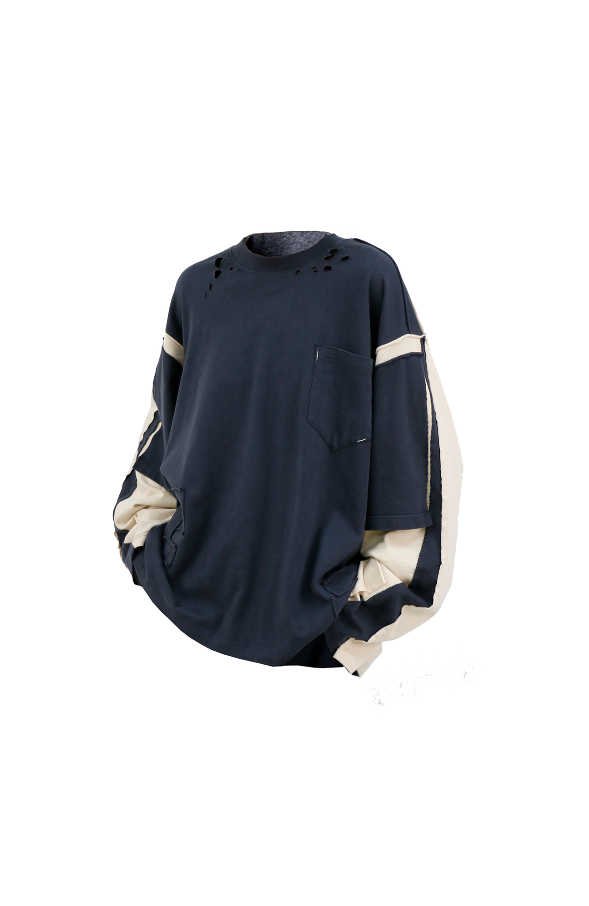 RELABEL Frayed Raw Edge Washed Crewneck Sweatshirt