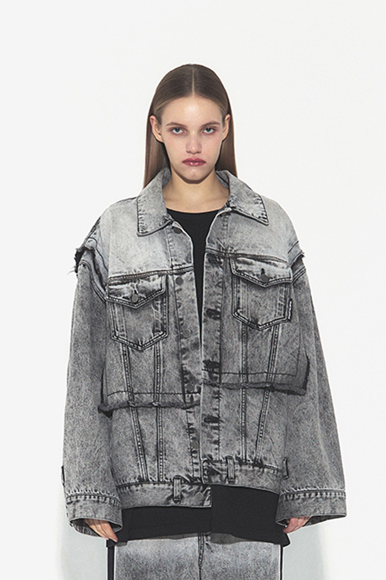 VANN VALRENCE Structural Panel Acid-Washed Oversized Denim Jacket, premium urban and streetwear designers apparel on PROJECTISR.com, VANN VALRENCE