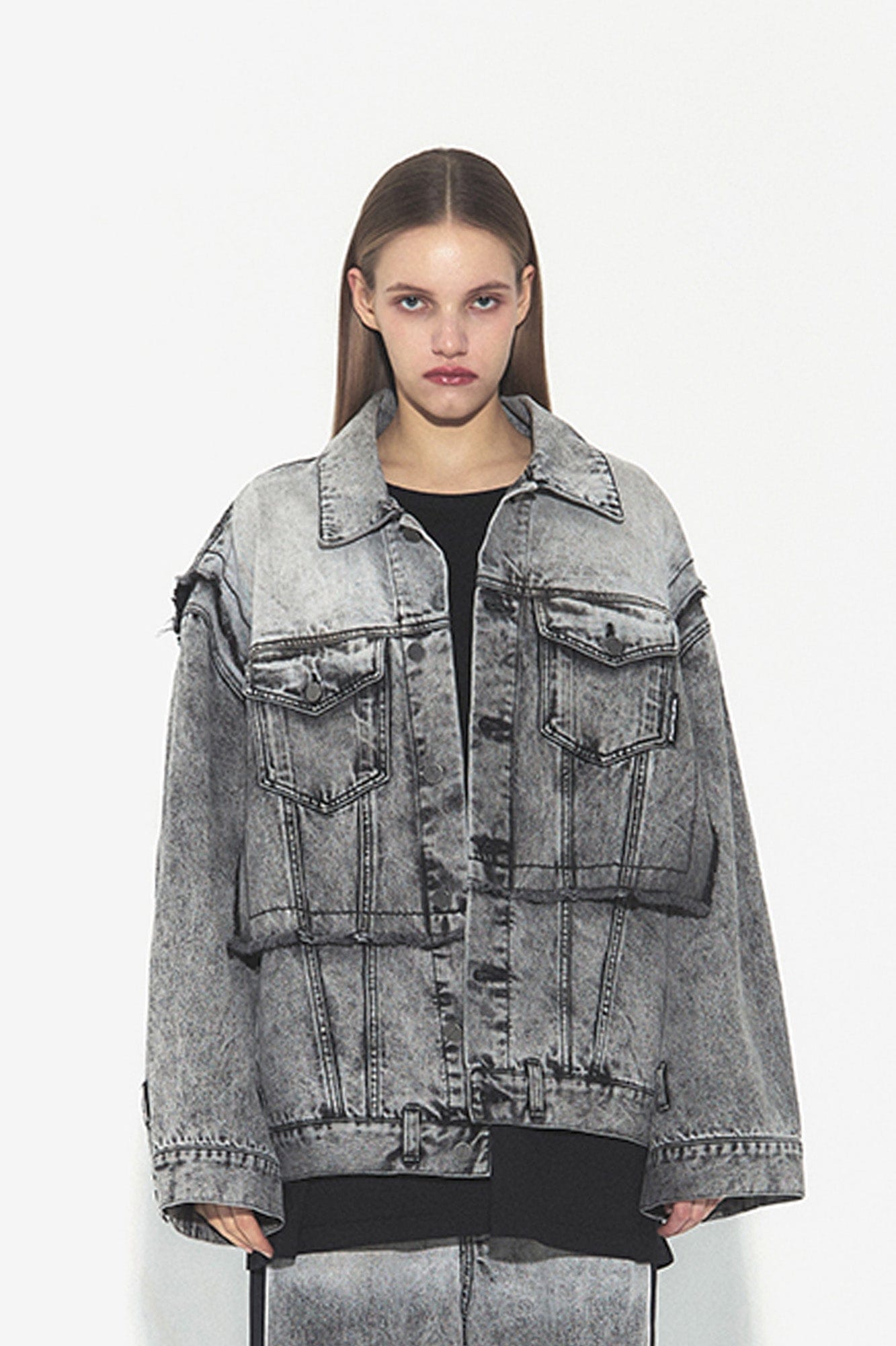 VANN VALRENCE Structural Panel Acid-Washed Oversized Denim Jacket, premium urban and streetwear designers apparel on PROJECTISR.com, VANN VALRENCE