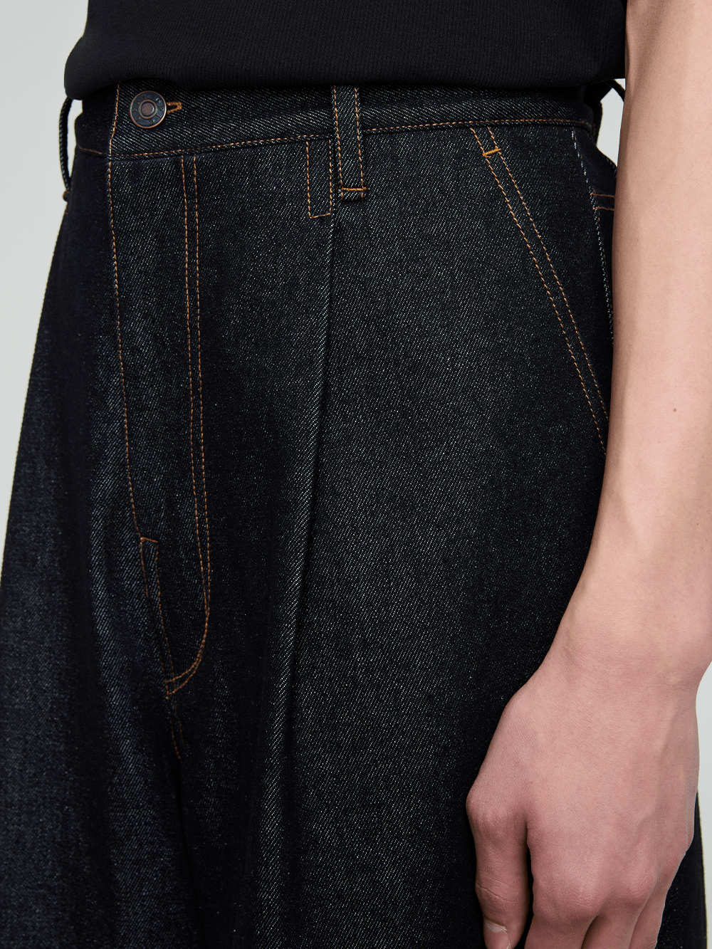 OPICLOTH Retro Washed Pleated Wide-Leg Jeans, premium urban and streetwear designers apparel on PROJECTISR.com, OPICLOTH