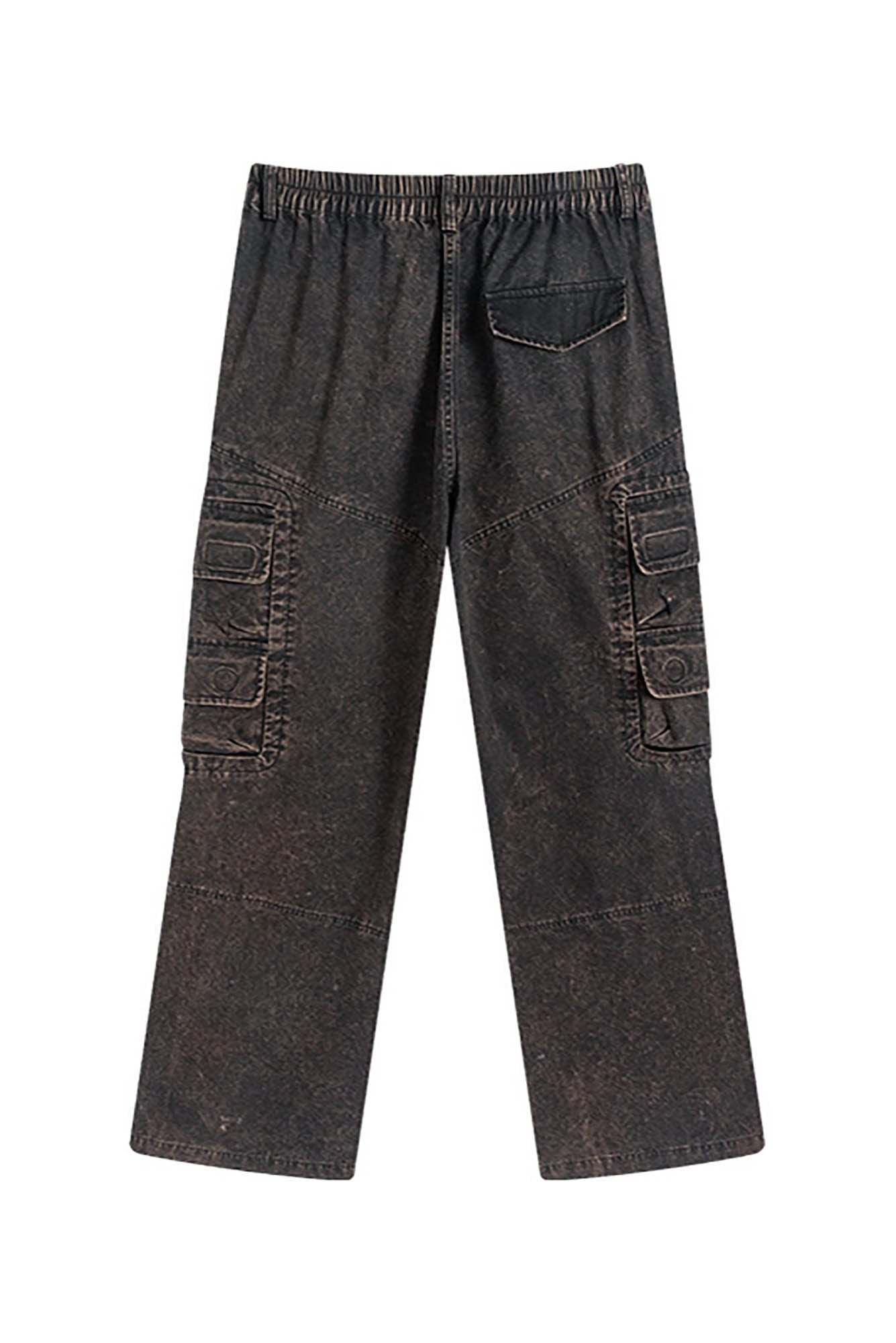 ENSHADOWER Distressed Multi-Pocket Crinkled Straight-Leg Jeans, premium urban and streetwear designers apparel on PROJECTISR.com, ENSHADOWER