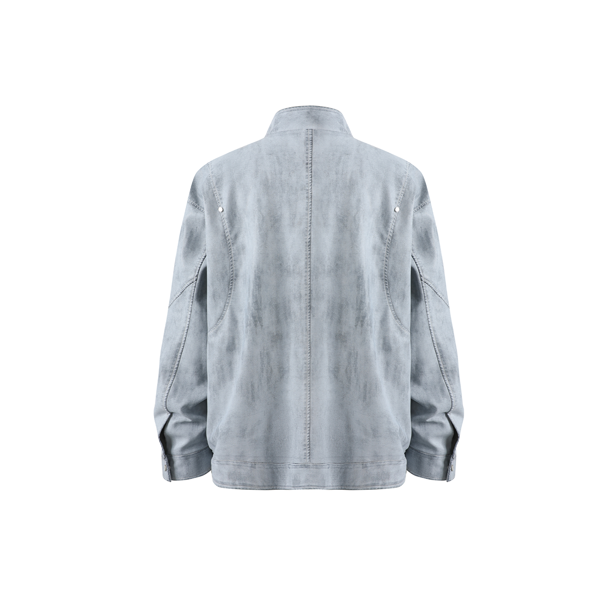REMODUTION Deconstructed Washed Faux Leather Biker Jacket