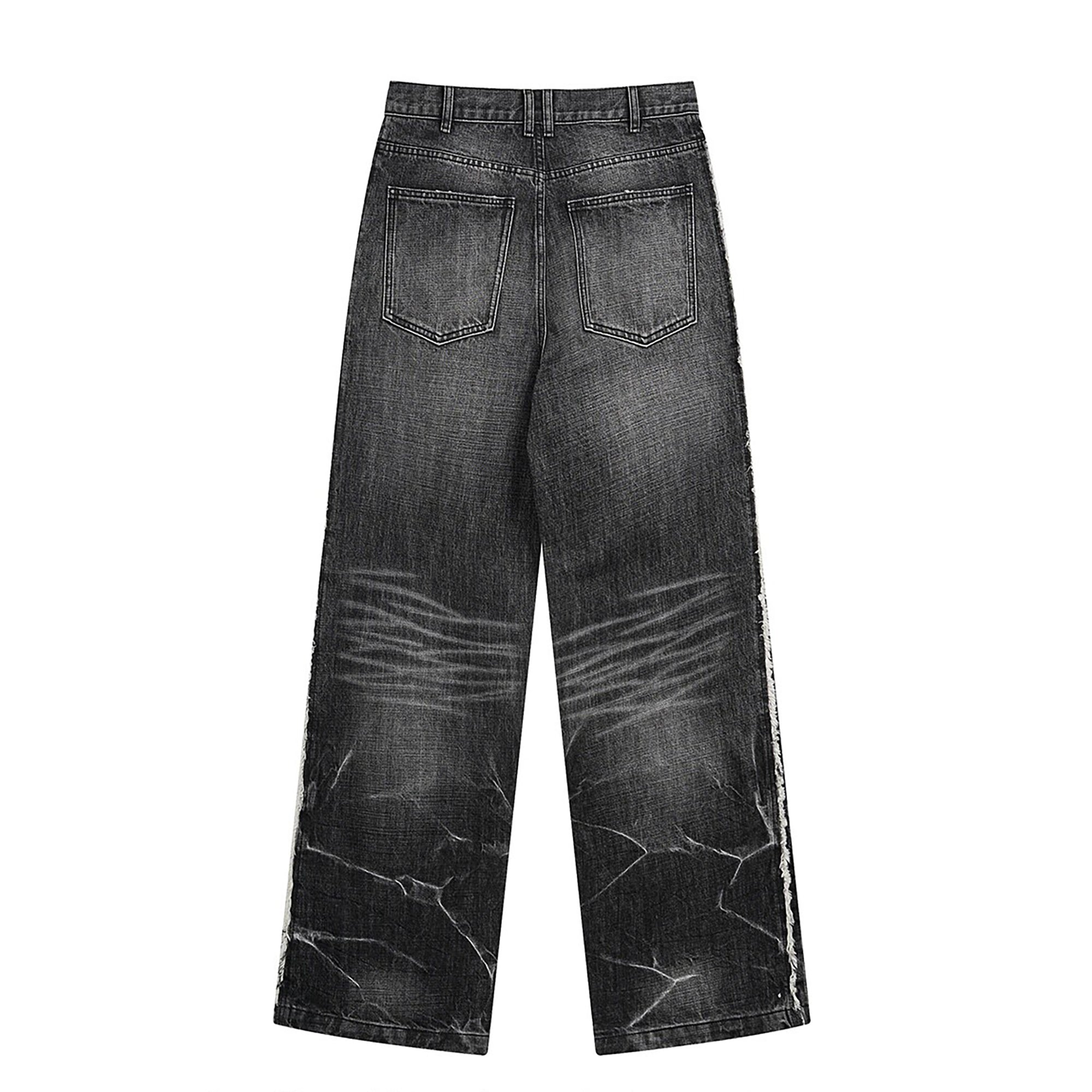 REBEL WAVE Faded Wash Raw Edge Jeans