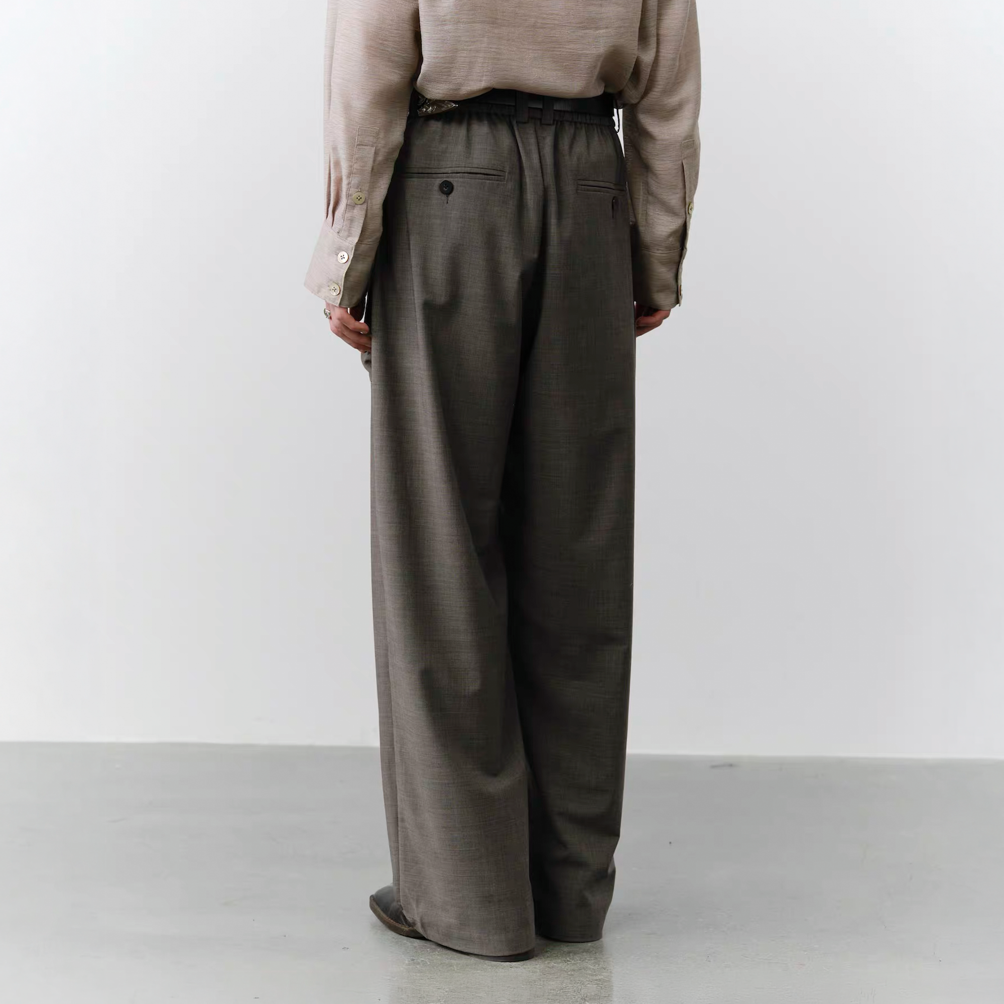GRAINMUSTARD Retro Patch Pocket Pleated High-Waist Trousers, premium urban and streetwear designers apparel on PROJECTISR.com, GRAINMUSTARD