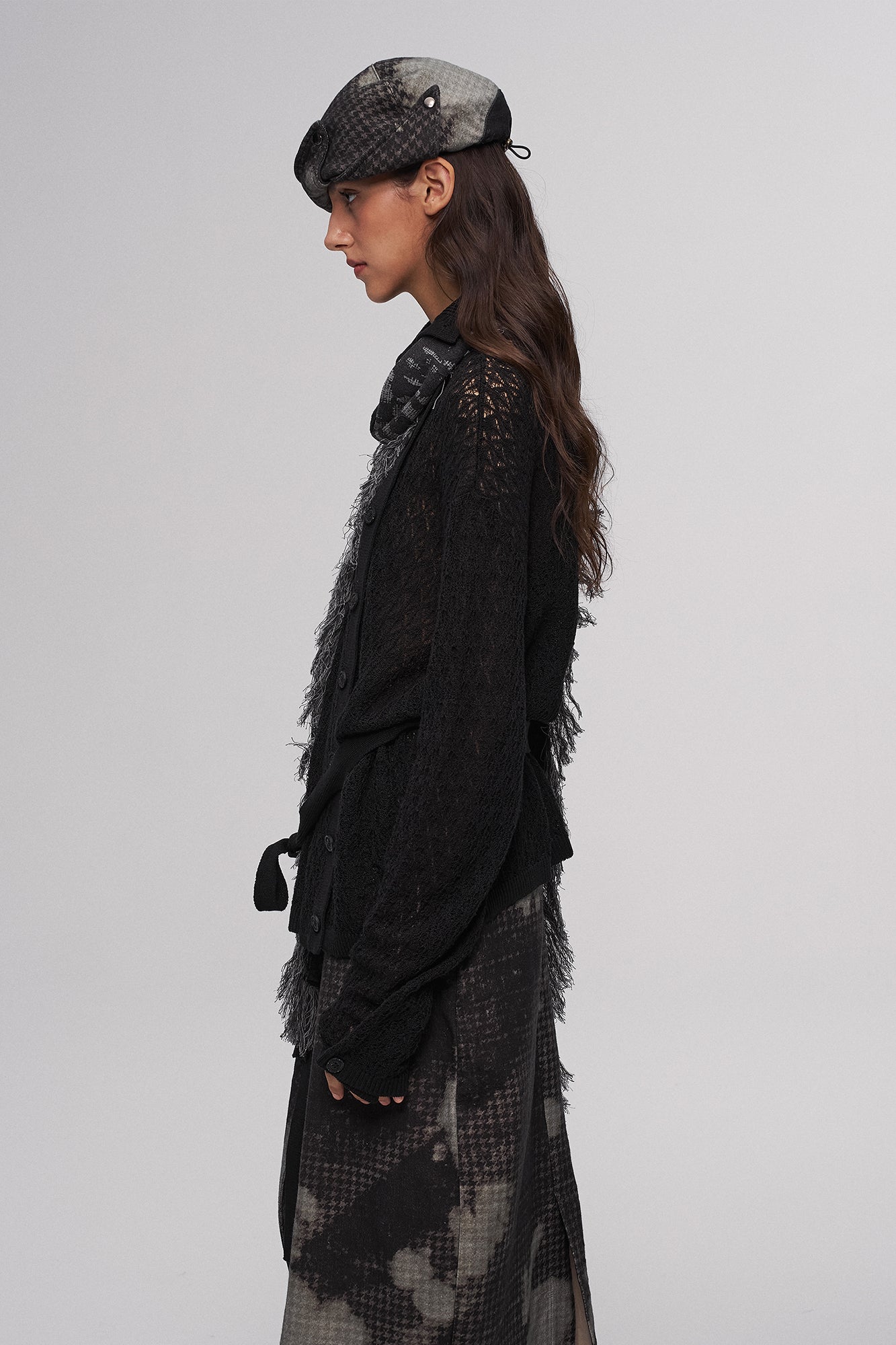 ILNya Nieternite Nifutur Deconstructed Houndstooth Newsboy Cap