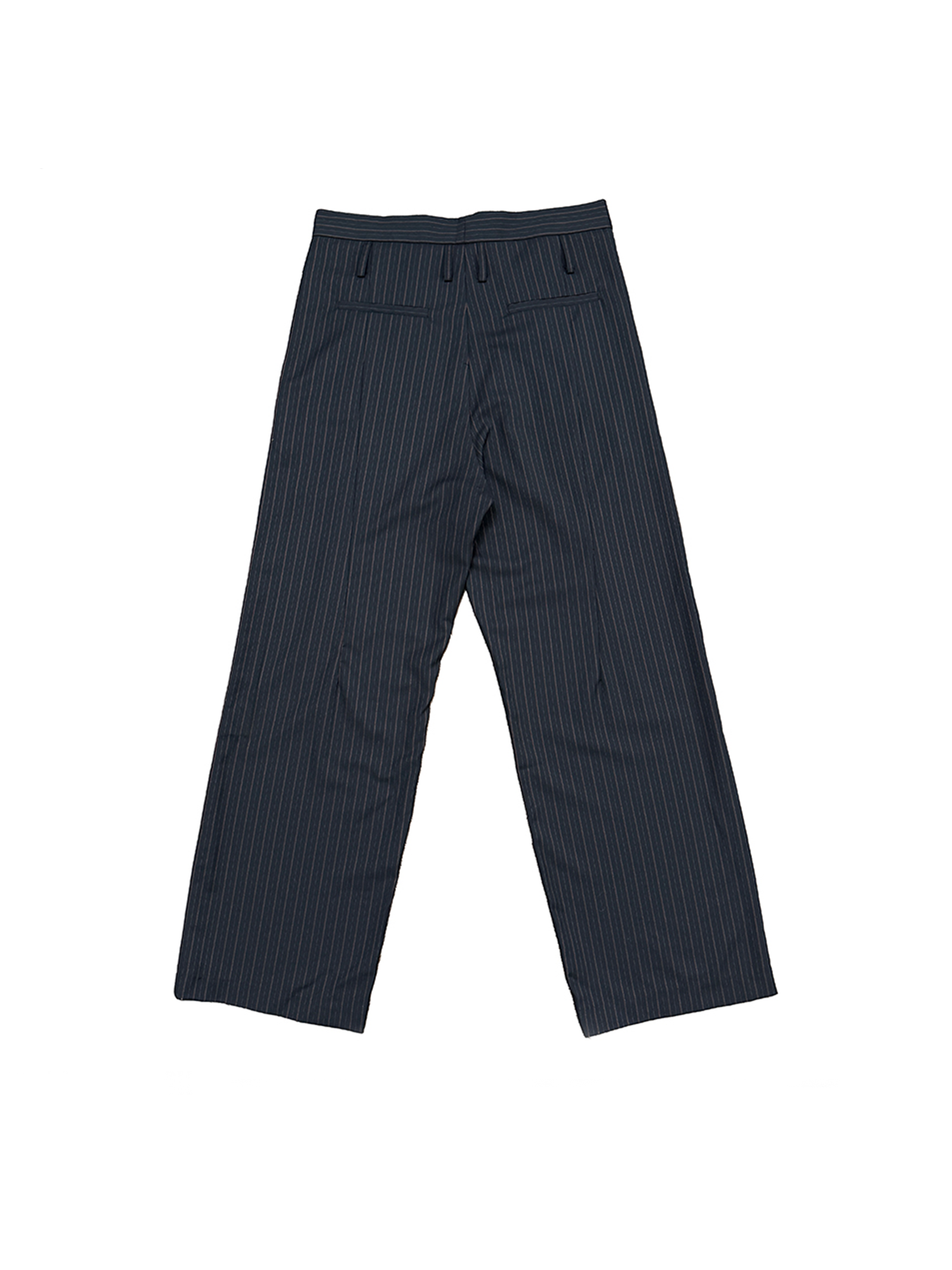 RICHILL Asymmetric Waist Pinstripe Pleated Wide-Leg Trousers