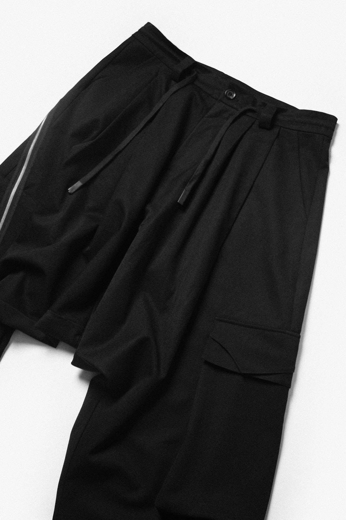 RELABEL Drop-Crotch Pleated Wide-Leg Pants, premium urban and streetwear designers apparel on PROJECTISR.com, RELABEL