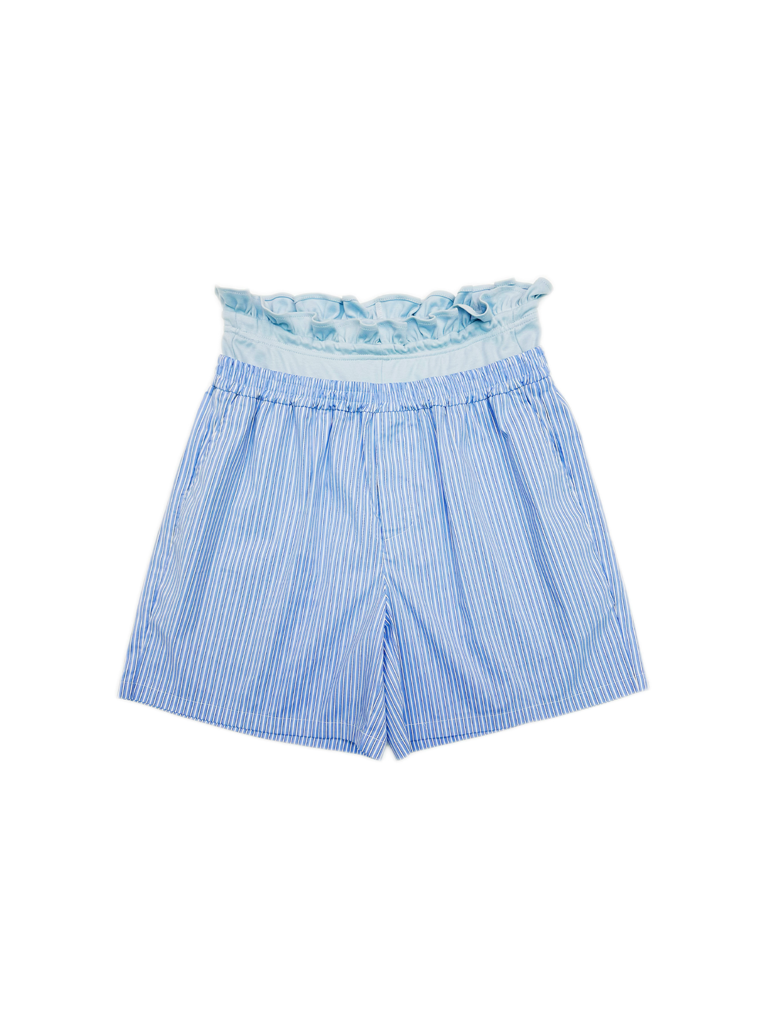KADAKADA Retro Striped Ruffle-Waist Layered Shorts, premium urban and streetwear designers apparel on PROJECTISR.com, KADAKADA