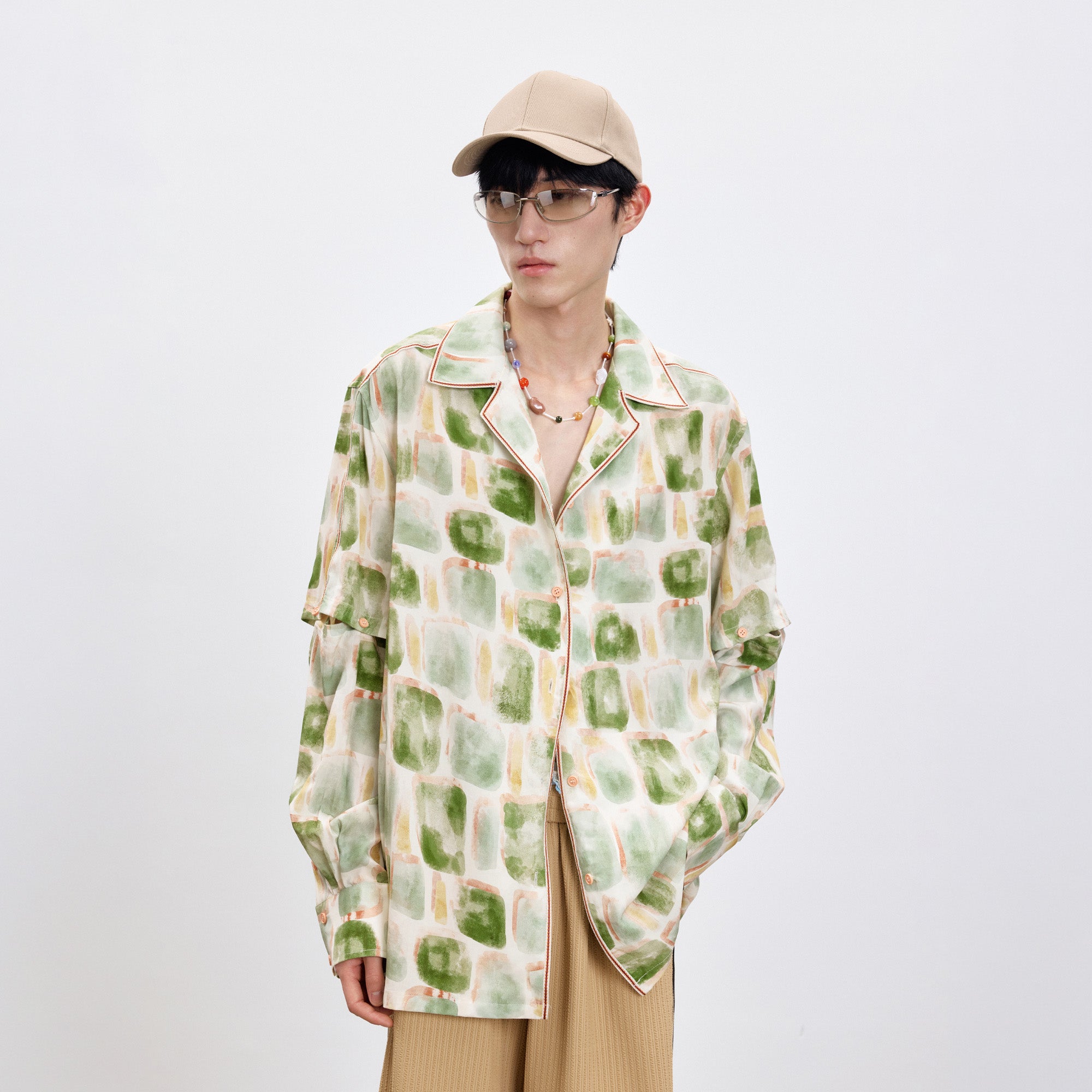 TUIMU Brush-Paint Full-Print Detachable-Sleeve Shirt, premium urban and streetwear designers apparel on PROJECTISR.com, TUIMU