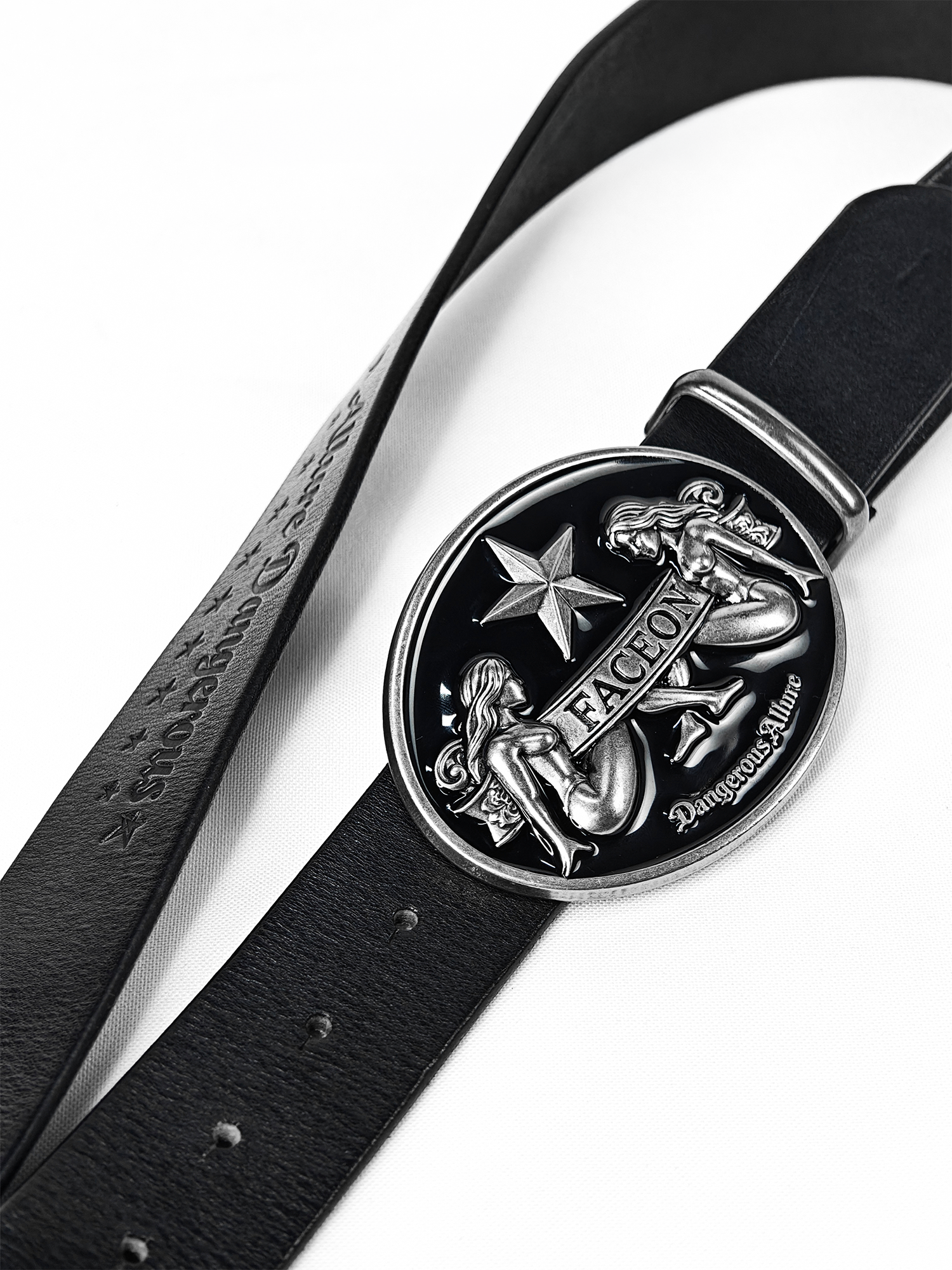 FACEONLAB Gemini Embossed Buckle Retro Faux Leather Belt