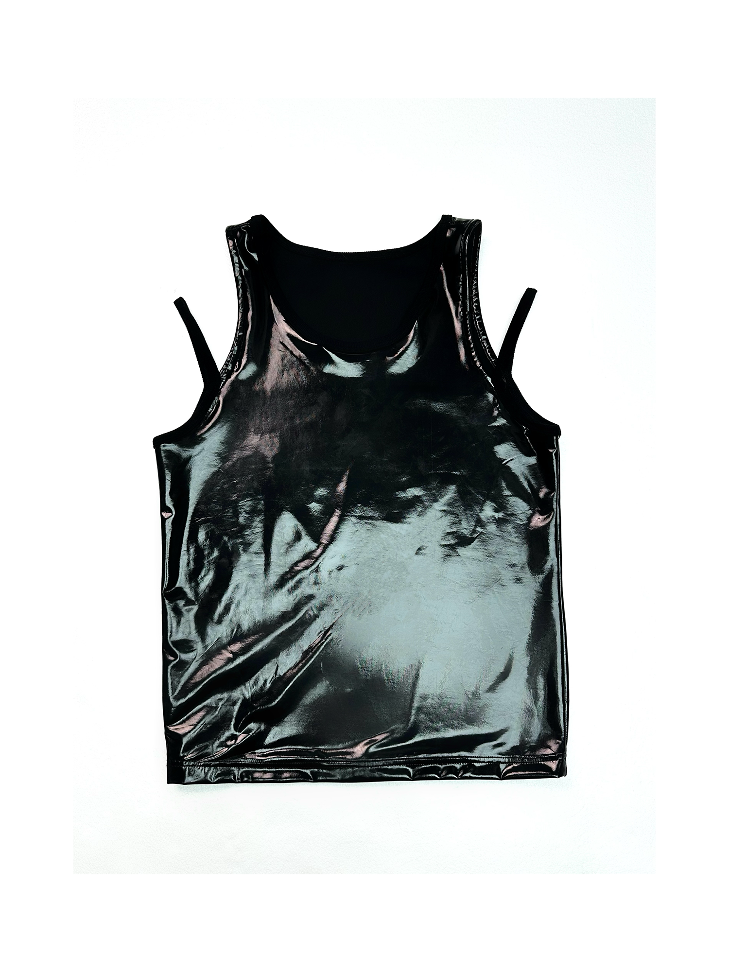 KADAKADA Patent Shine Layered Strap Ribbed Tank Top, premium urban and streetwear designers apparel on PROJECTISR.com, KADAKADA