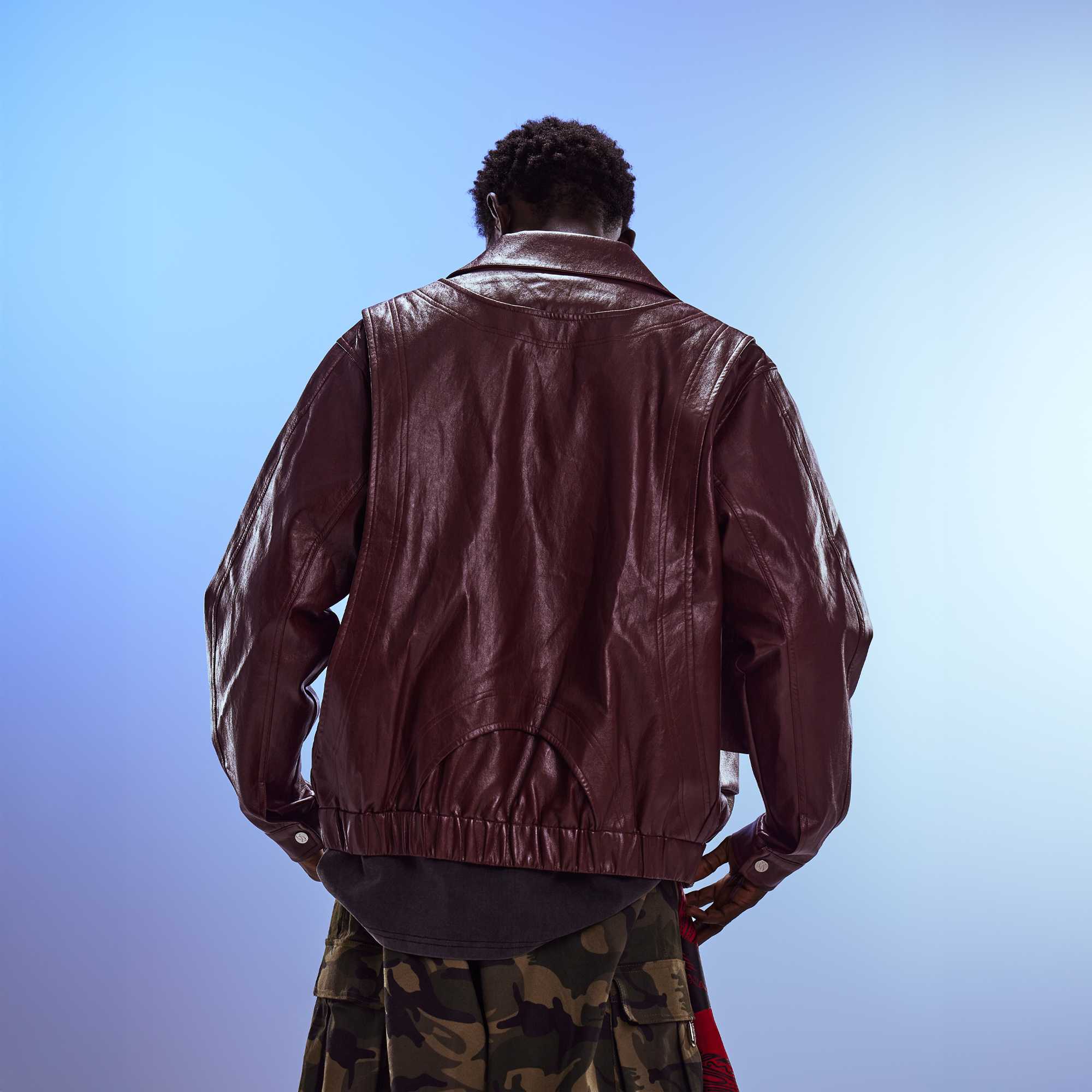 REDH Glossy Coated Faux Leather Jacket Ancora Red