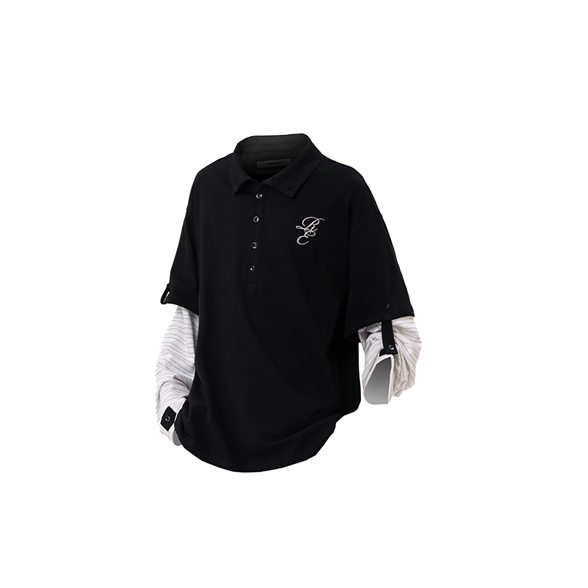 RELABEL Layered Sleeve Embroidered Polo Shirt