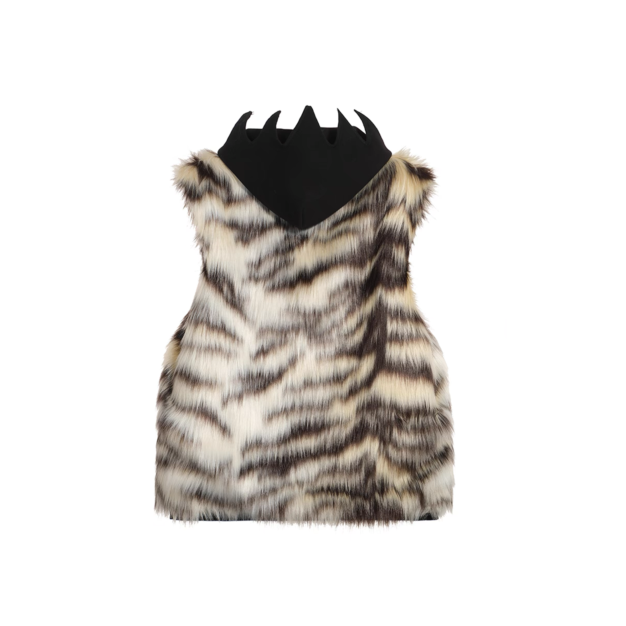 NOTHINGNESS WORLD Tiger-Stripe Spiked Crown Hooded Vest, premium urban and streetwear designers apparel on PROJECTISR.com, NOTHINGNESS WORLD