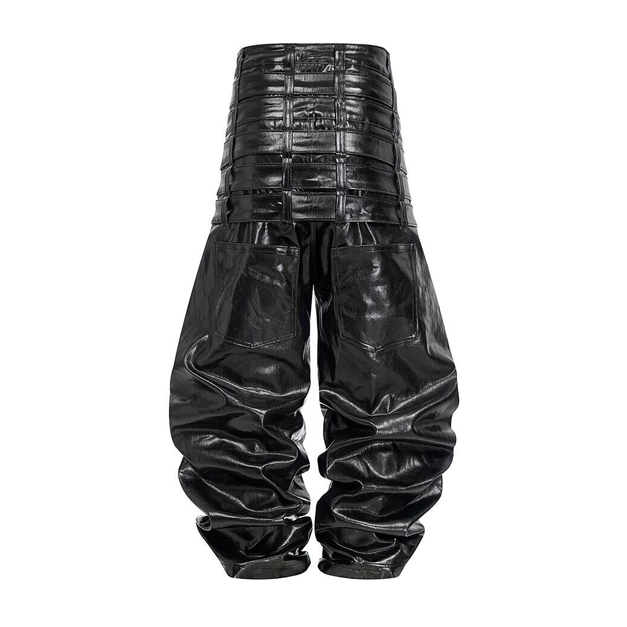 REBEL WAVE Multi-Waist Faux Leather Curved Pants