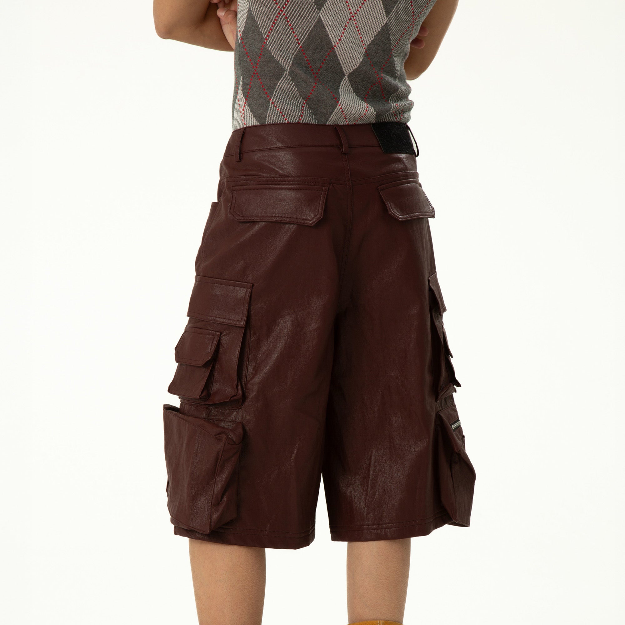 CLP Punk Faux Leather Multi-Pocket Cargo Shorts, premium urban and streetwear designers apparel on PROJECTISR.com, CLP