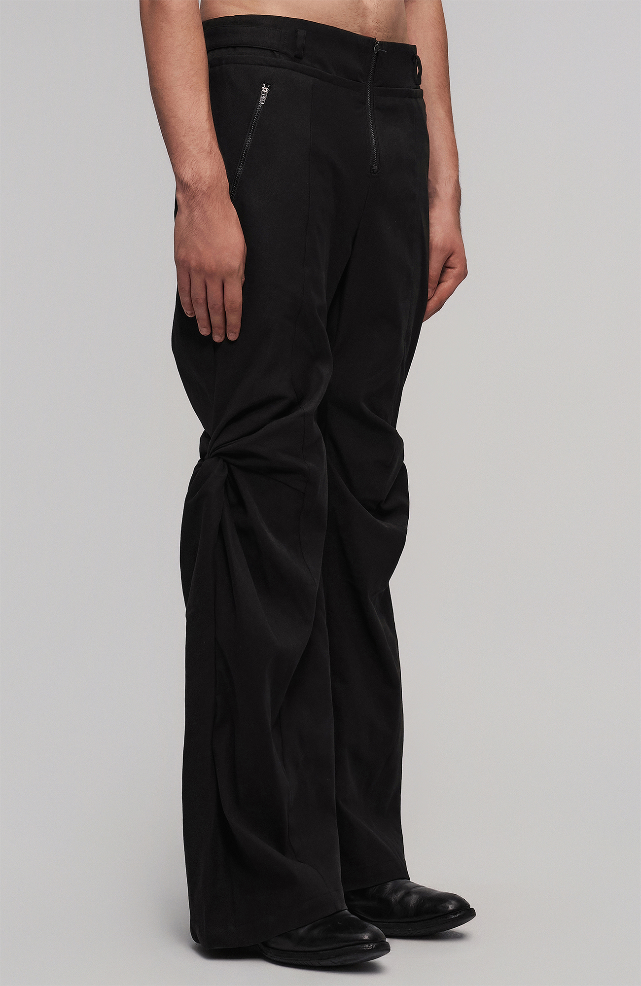 ILNya Nieternite Nifutur Twist-Knee Flared Trousers, premium urban and streetwear designers apparel on PROJECTISR.com, ILNya Nieternite Nifutur