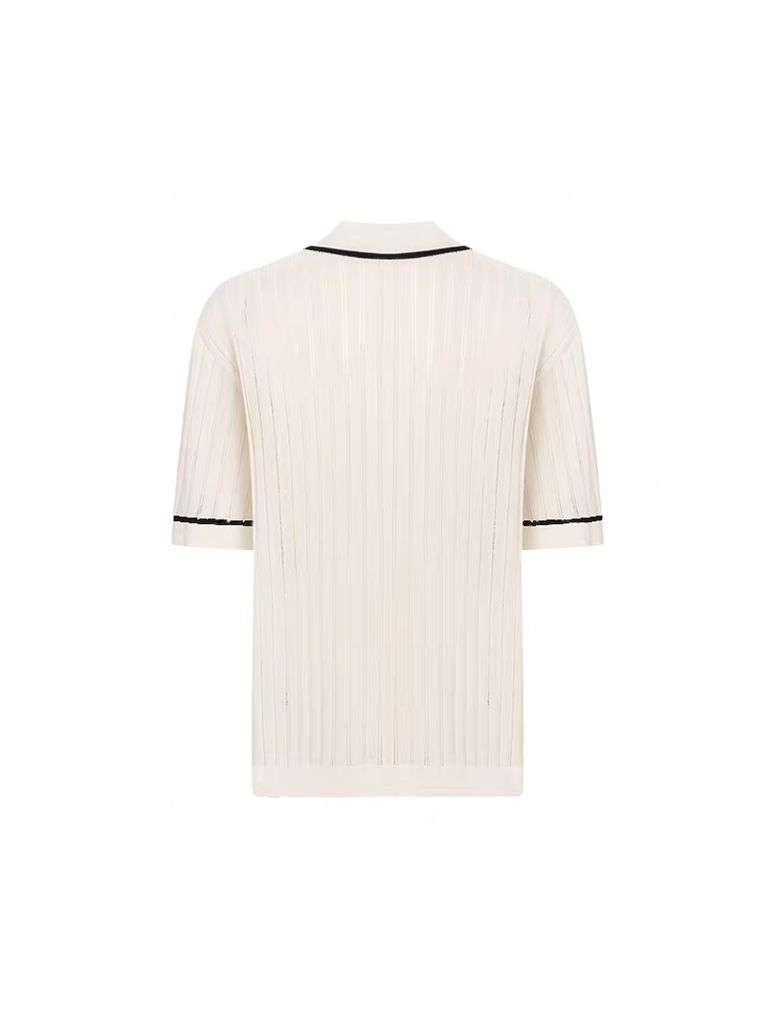 TIWILLTANG Openwork Contrast Trim Zip-Neck Knitted T Shirt