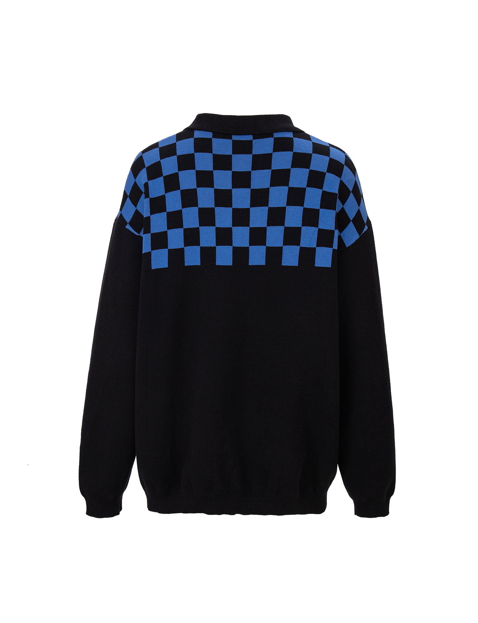 F2CE Slogan Contrast Checkerboard Jacquard Knit Polo