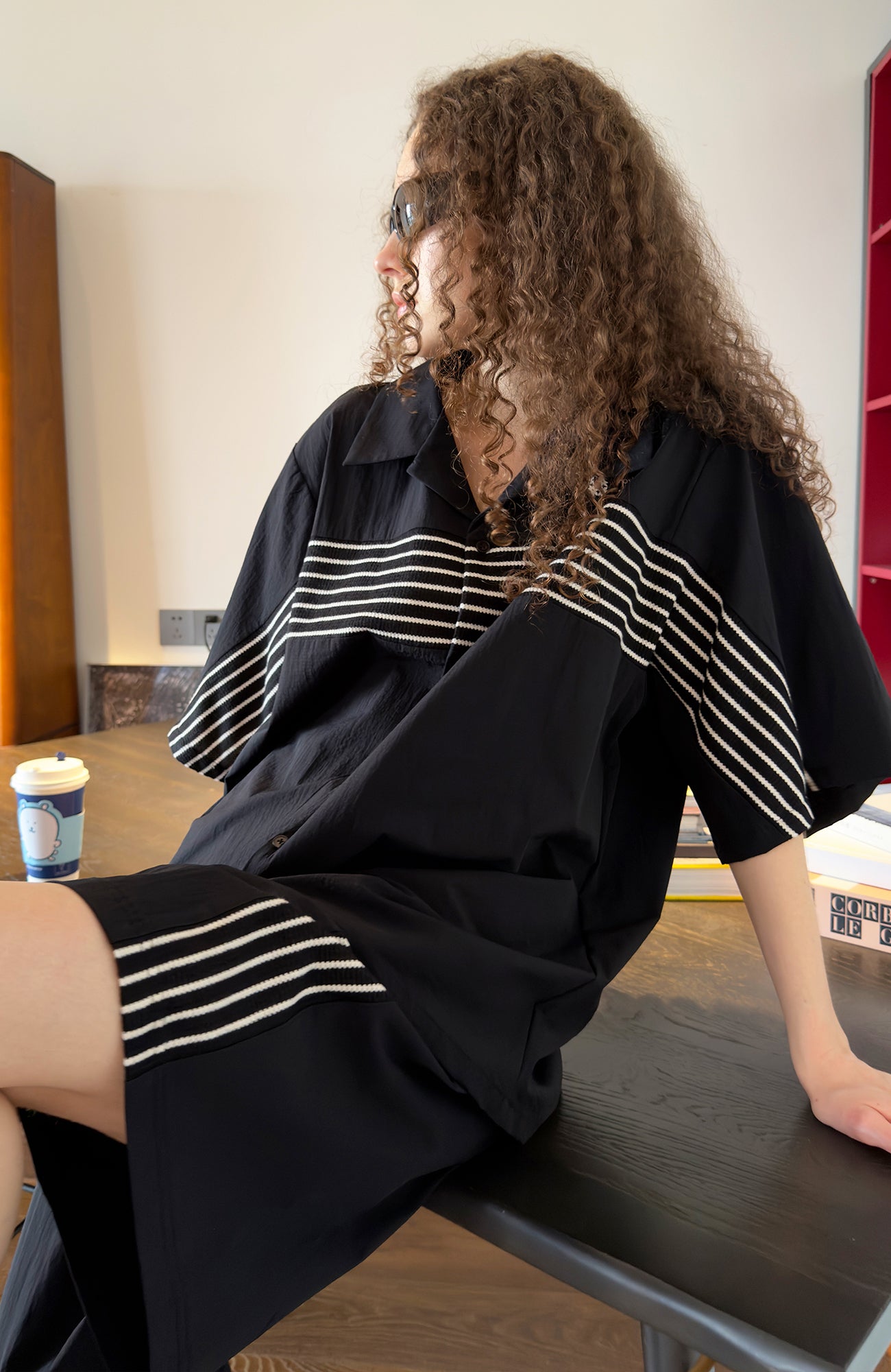 MIICHOUS Contrast Stripe Short-Sleeve Shirt, premium urban and streetwear designers apparel on PROJECTISR.com, MIICHOUS