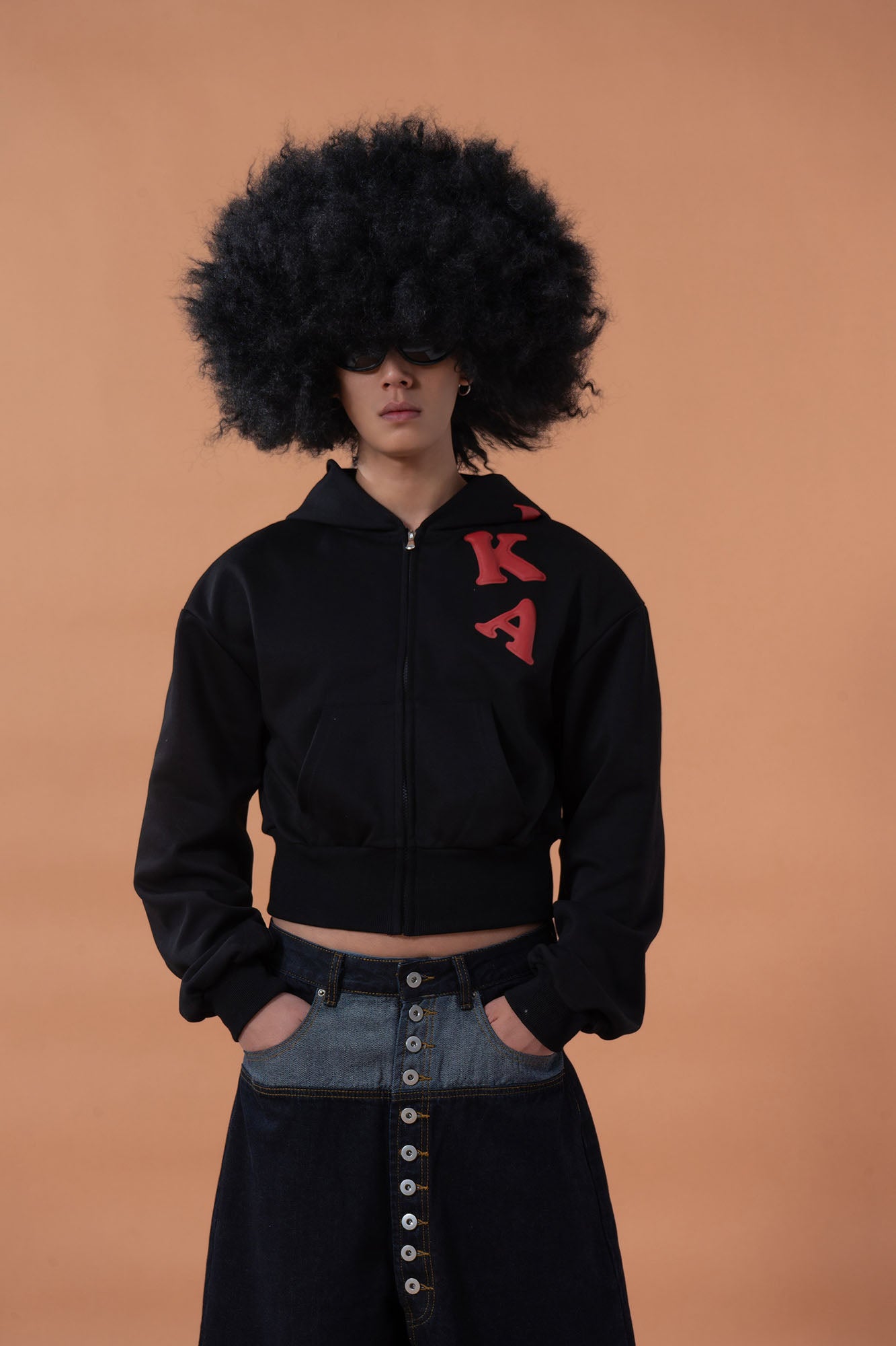CLP Letter Patch Cropped Zip-Up Hoodie, premium urban and streetwear designers apparel on PROJECTISR.com, CLP