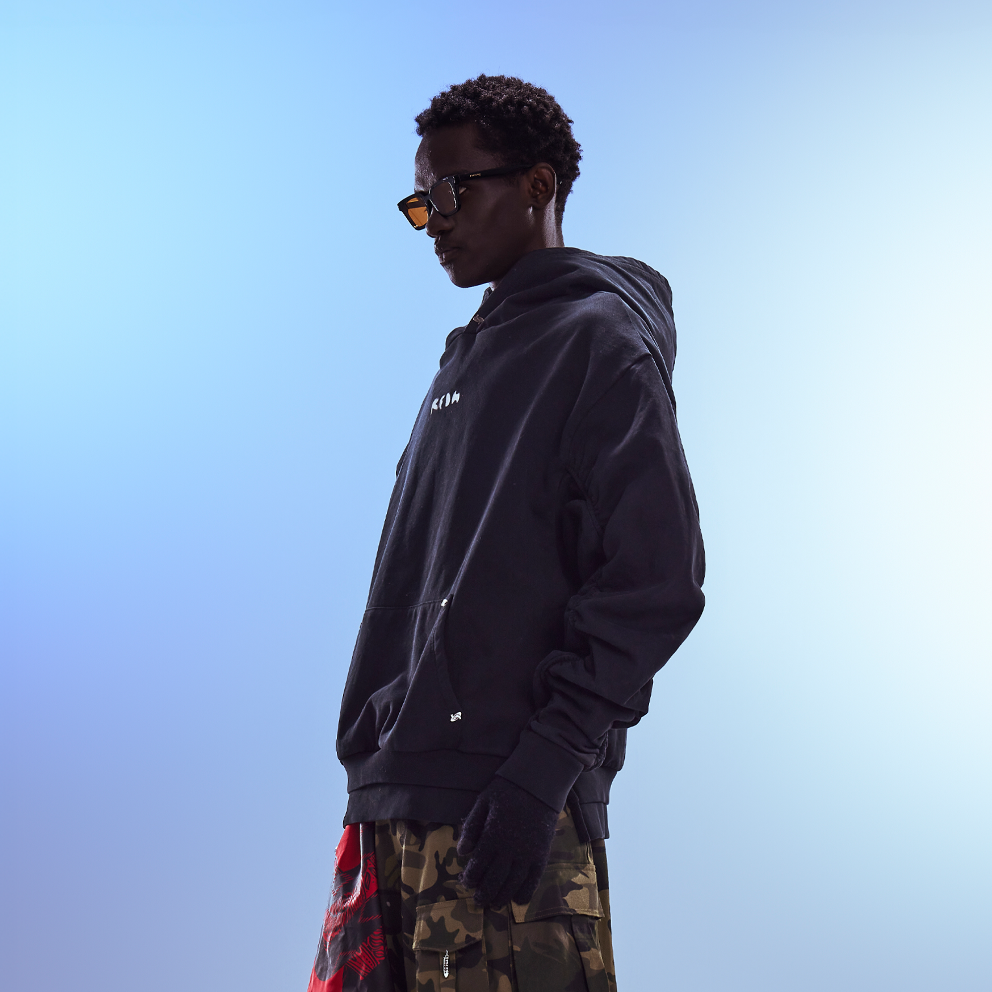 REDH Ruched Sleeve Washed Hoodie