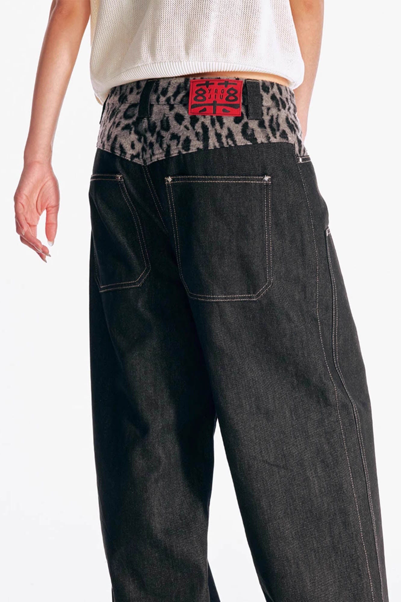 1997 POSTOFFICE Leopard Waist Double-Knee Wide-Leg Pants, premium urban and streetwear designers apparel on PROJECTISR.com, 1997 POSTOFFICE