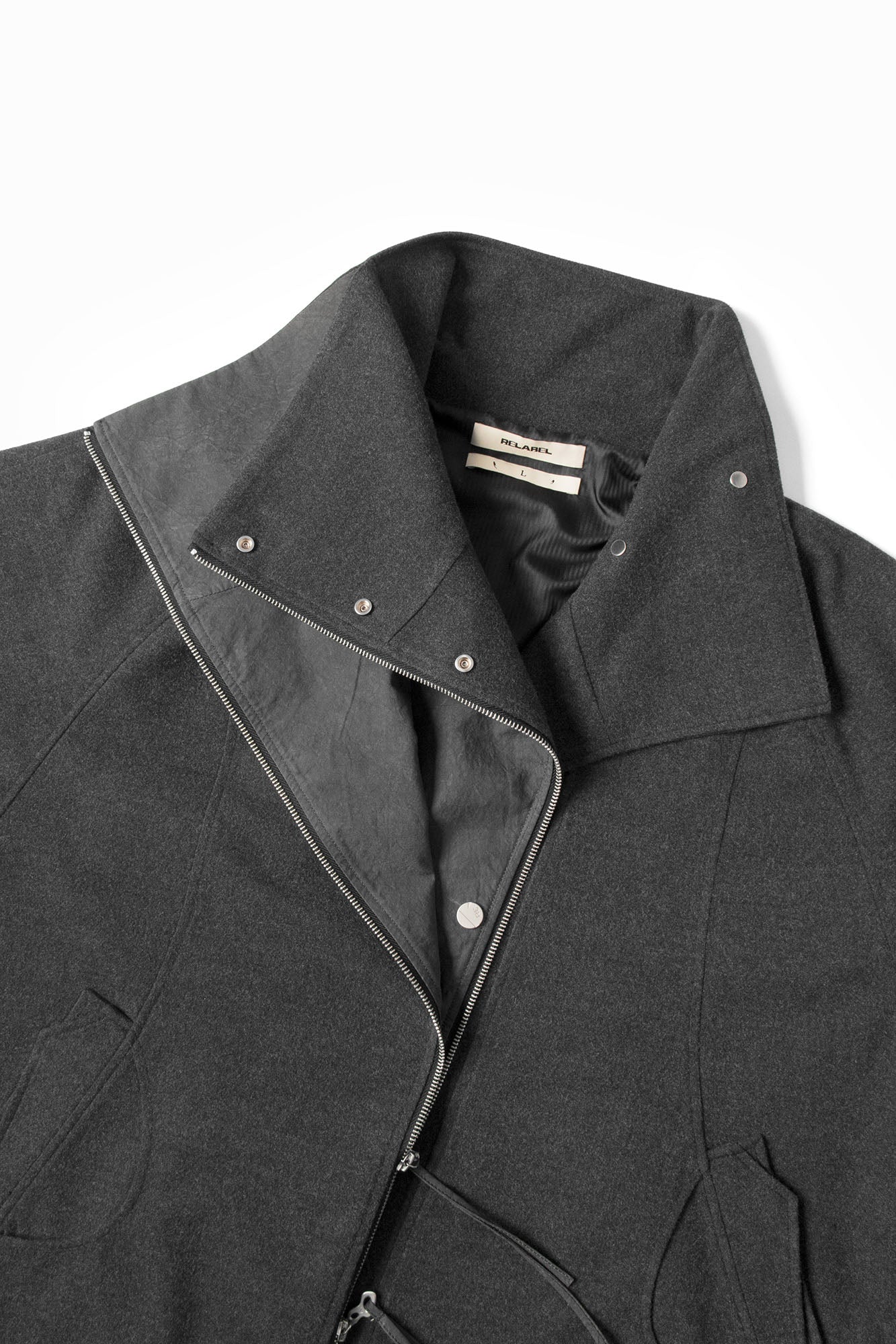 RELABEL Layered Placket Wool Blend Coat